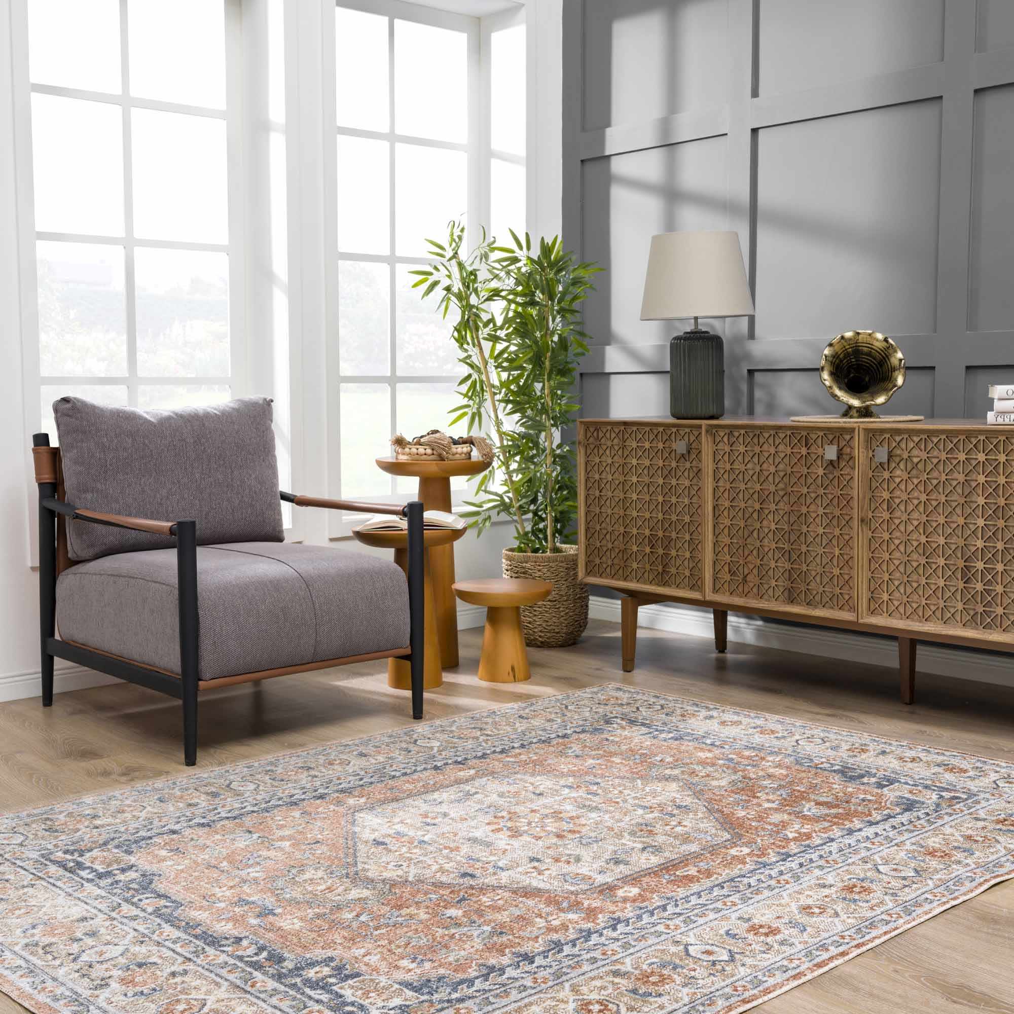 Gael Rust Boutique Washable Rug - Clearance - Image 3
