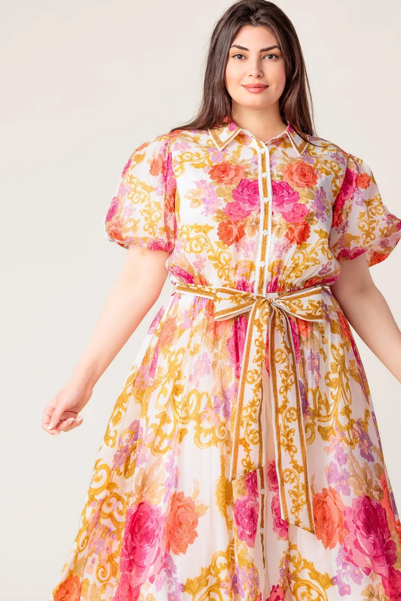 Garden Tapestry Ivory Floral Woven Midi Dress - Image 11