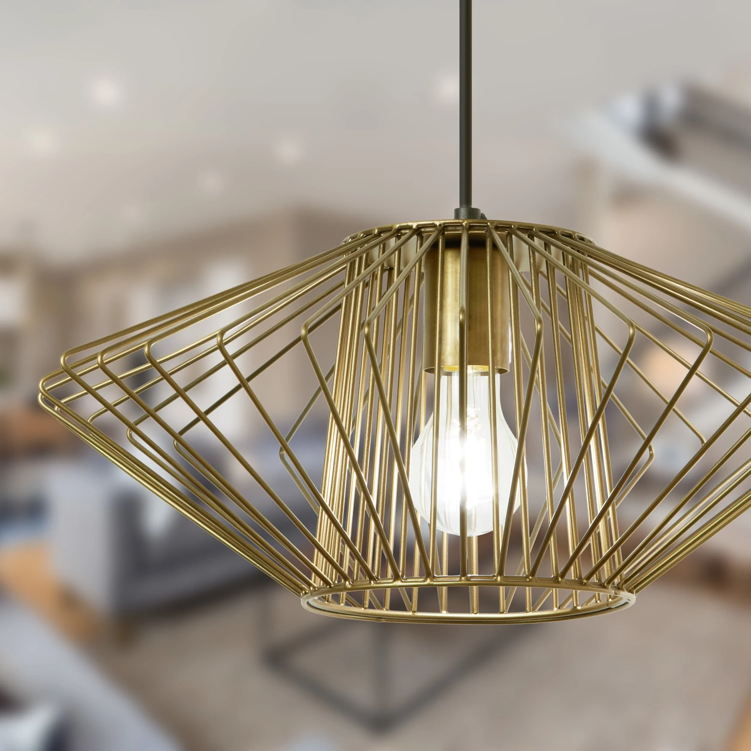 River of Goods Industrial Gold Open Caged Shade Pendant - Image 3