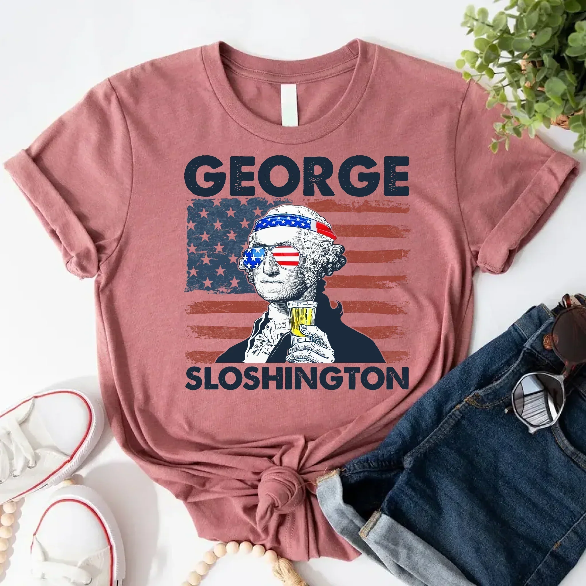George Sloshington 4th of July Shirt – Washington Drinking Party Tee - Image 9