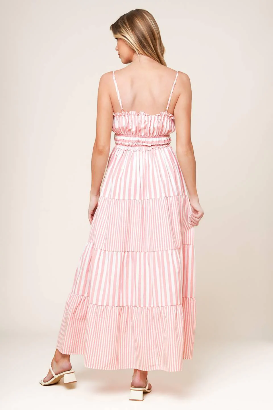 Gia Peony Pink Woven Maxi Dress - Image 3