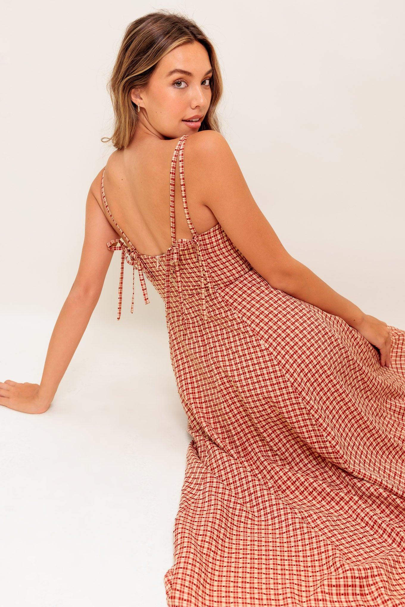 Gingham Summer Woven Midi Dress - Image 2