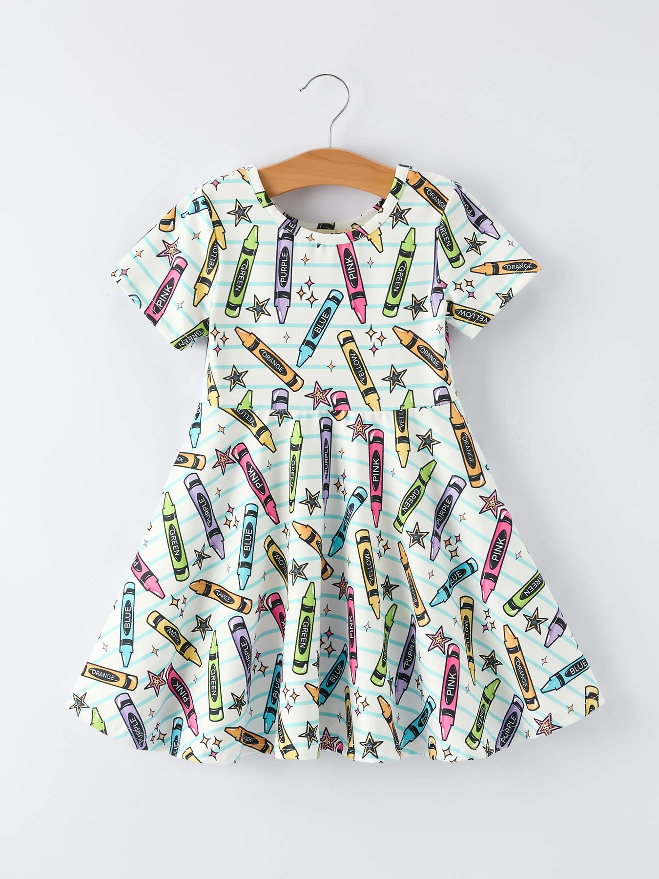 Girl Back To School Pencil Print Dress
