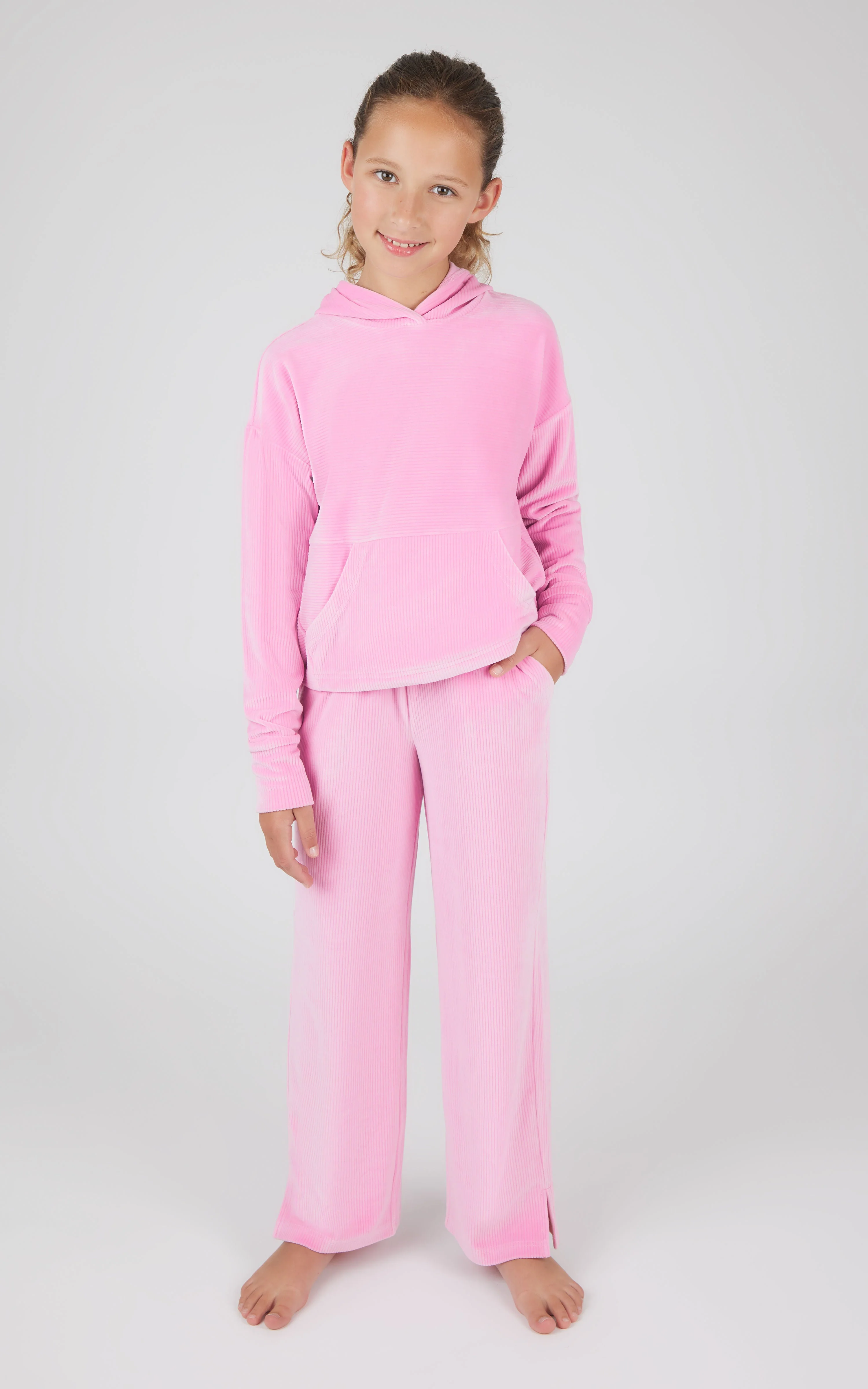 Girls 2 PC Ribbed Velour Hoodie and Straight Leg Pant - Image 11