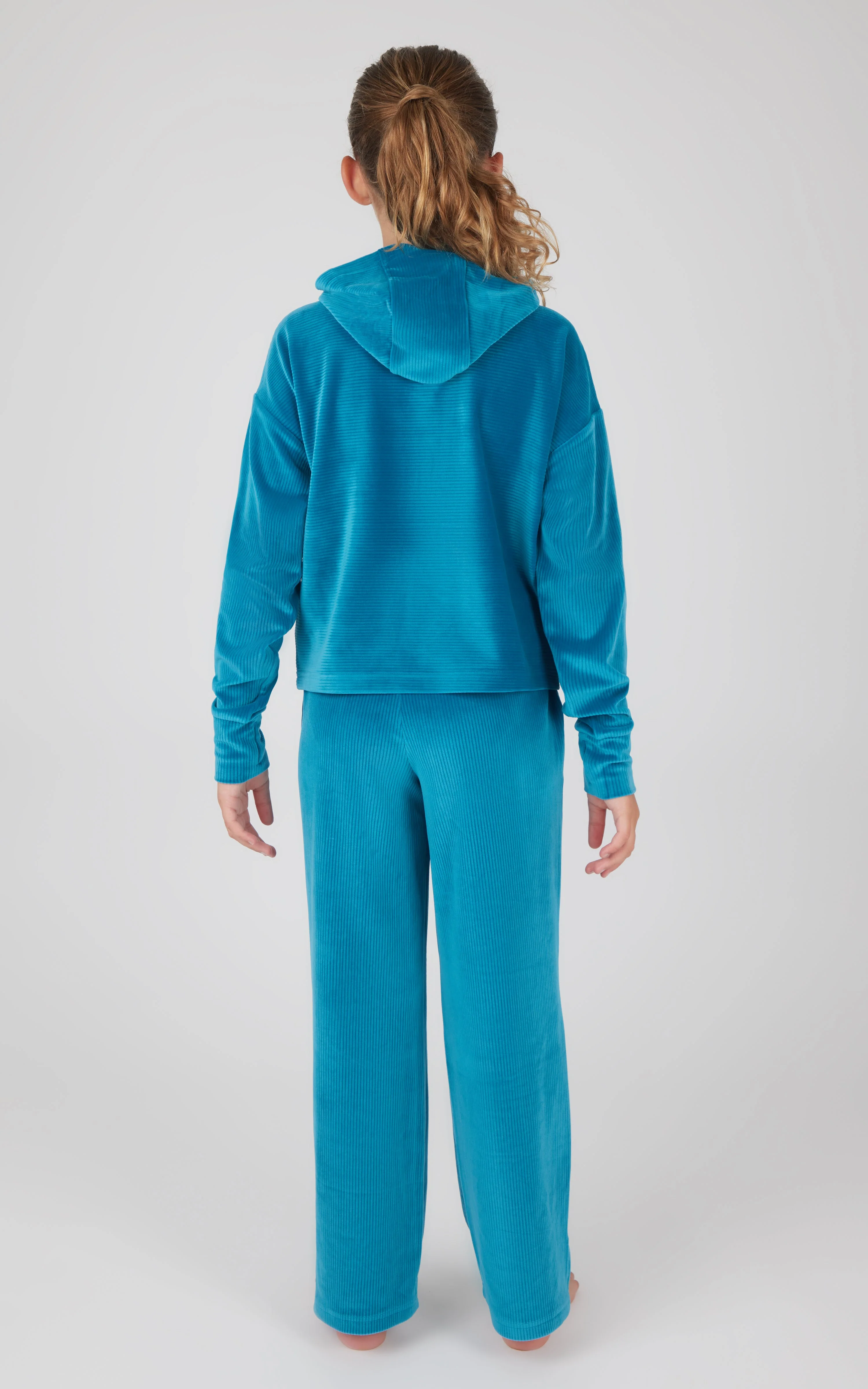 Girls 2 PC Ribbed Velour Hoodie and Straight Leg Pant - Image 5
