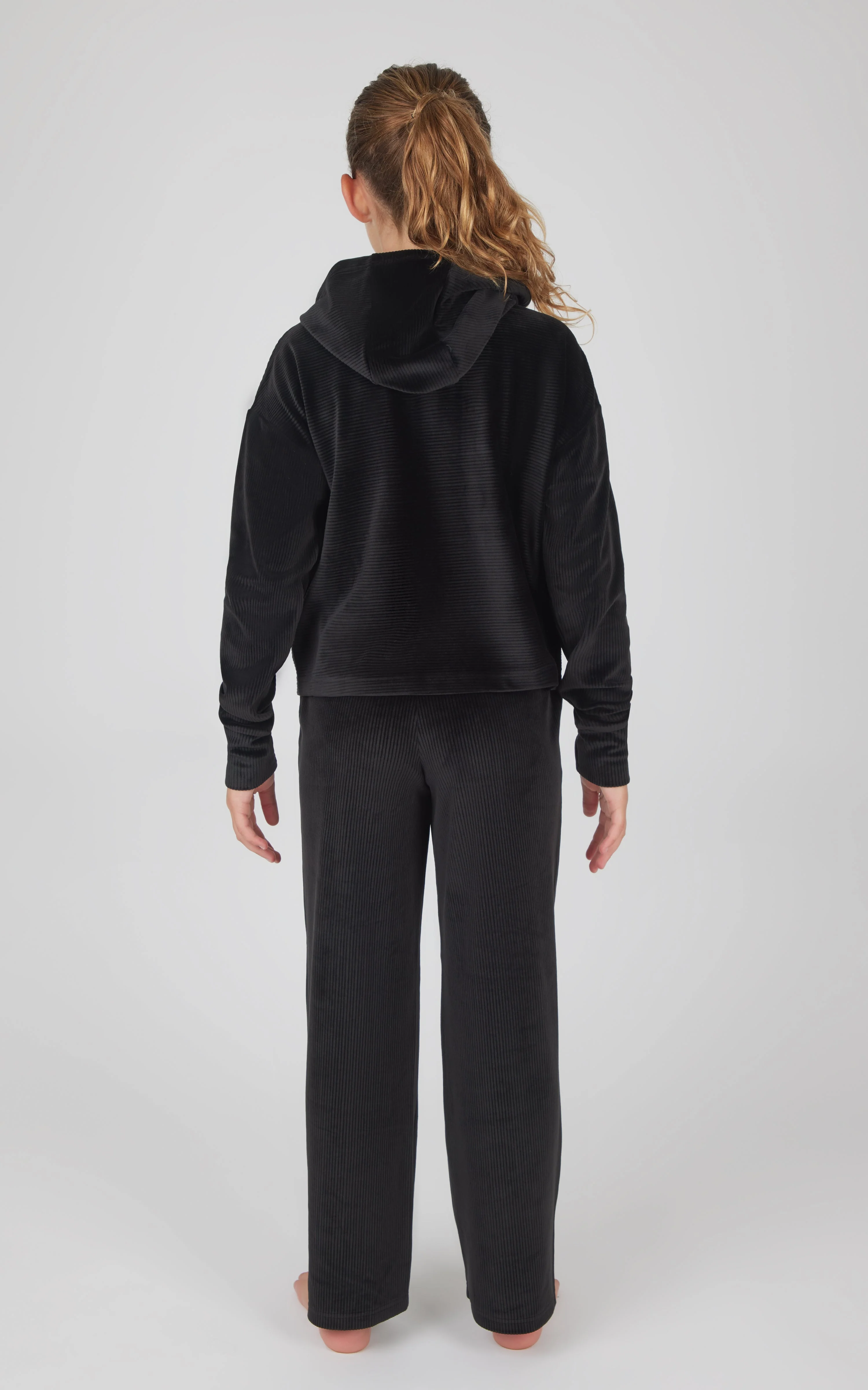 Girls 2 PC Ribbed Velour Hoodie and Straight Leg Pant - Image 9