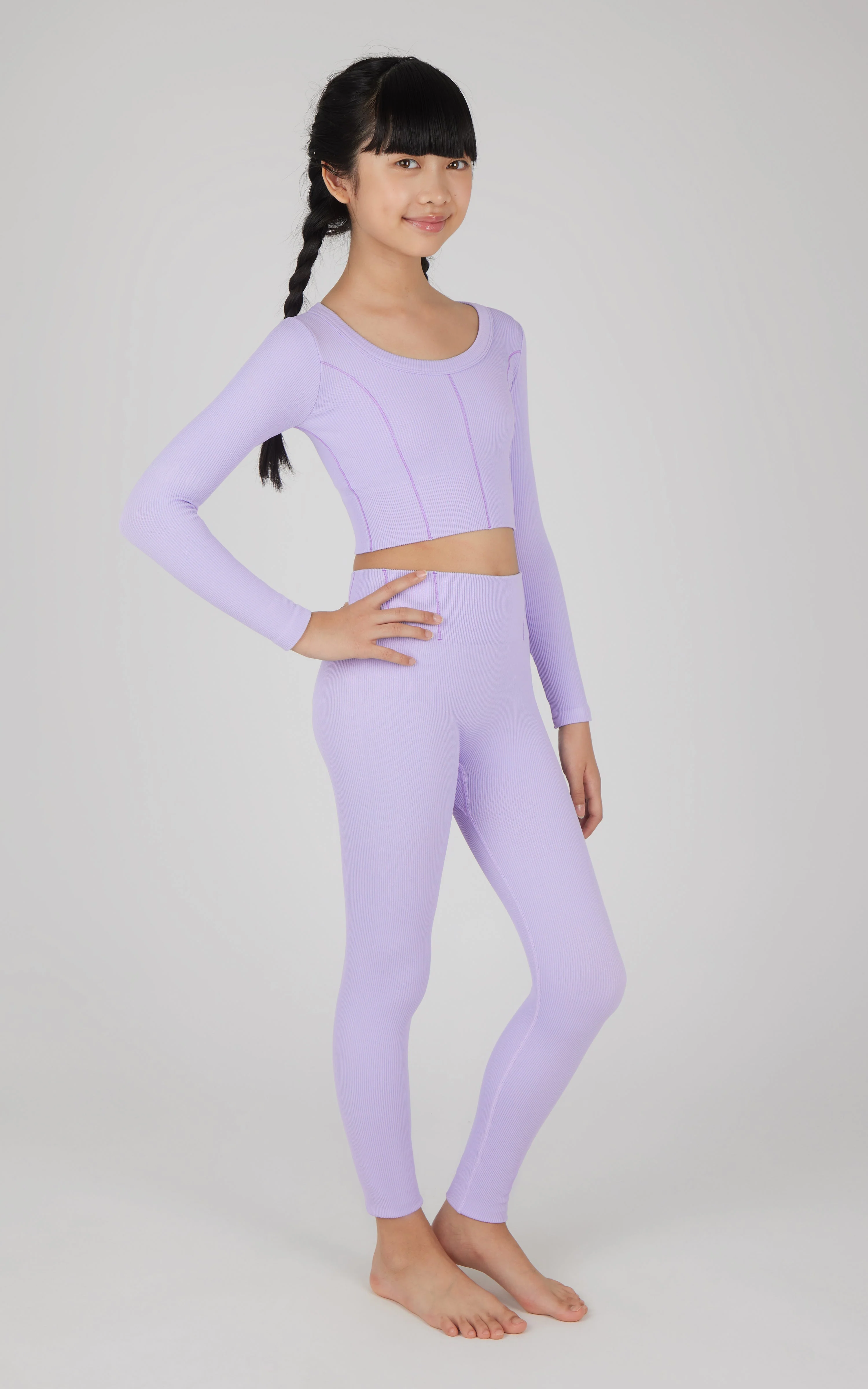 Girls 2 PC Seamless Ribbed Long Sleeve Top and Legging Set - Image 14