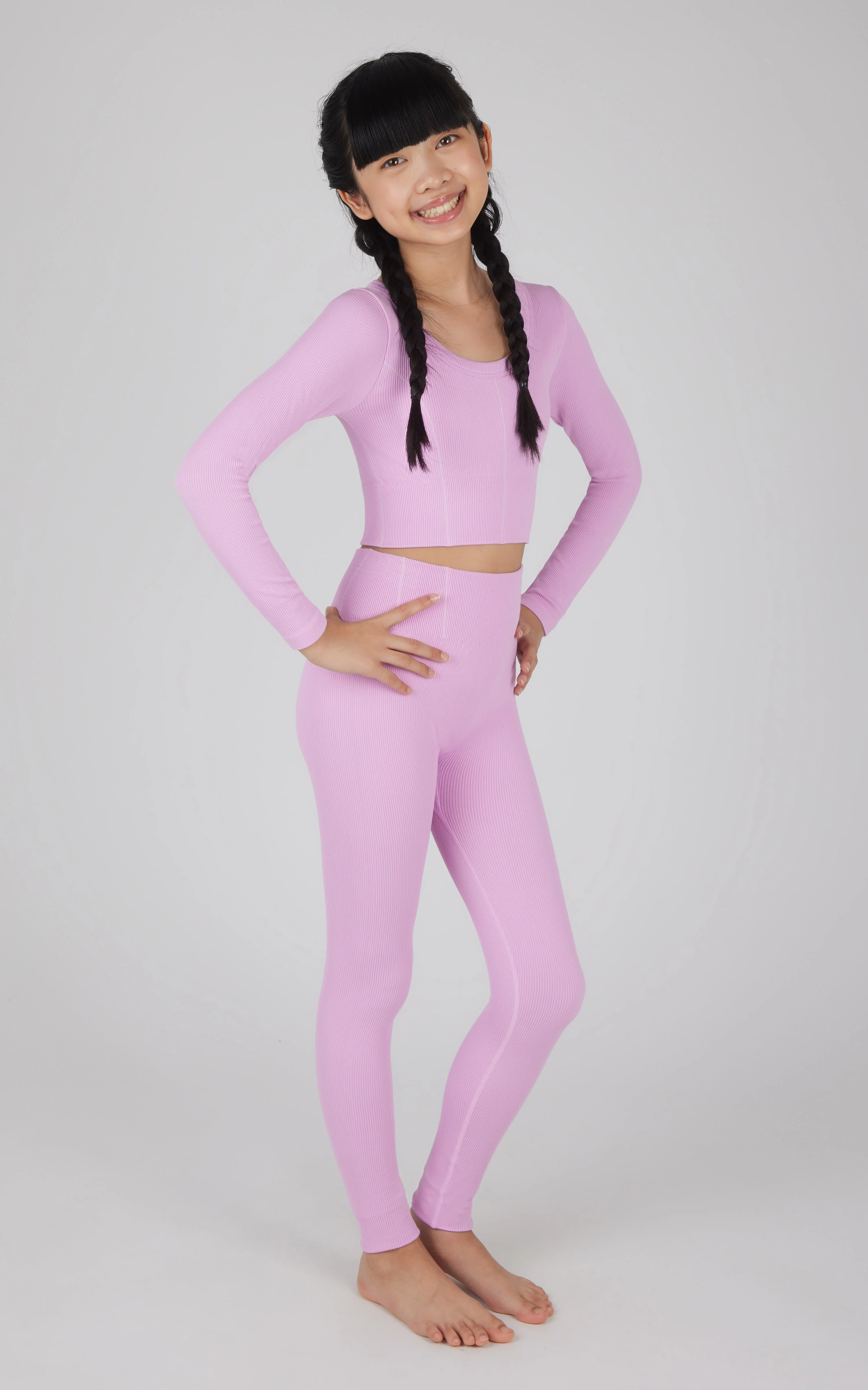 Girls 2 PC Seamless Ribbed Long Sleeve Top and Legging Set - Image 19