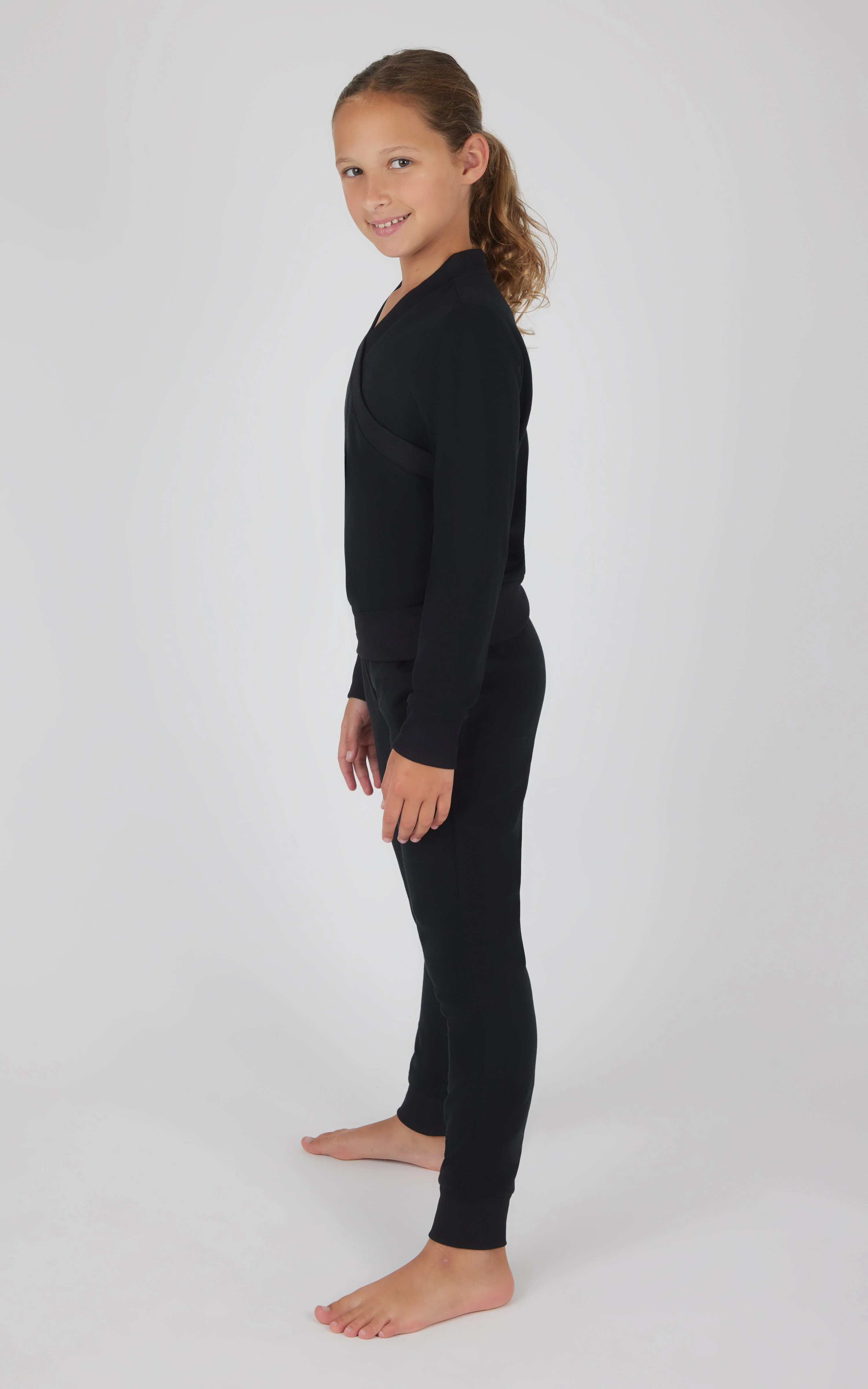 Girls 2 PC Terry Crossover Long Sleeve Top + Brushed Jogger Set - Image 3