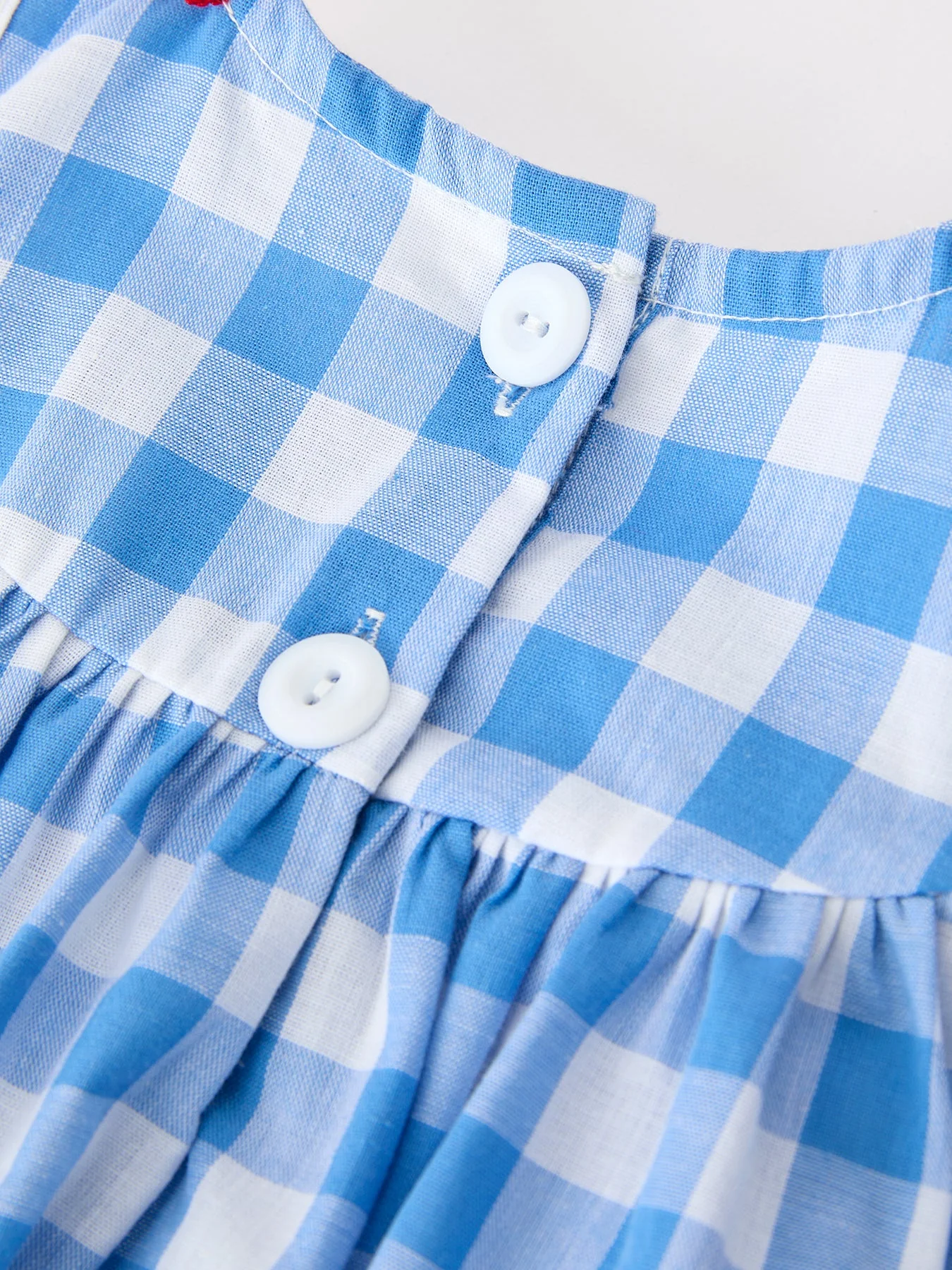 Girls 4th of July Plaid Romper Bow Embroidery Petals Collar - Image 5