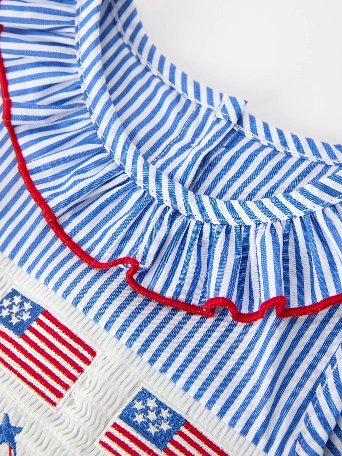 Girls 4th of July Twirl Dress Bow Smocked Embroidery - Image 3