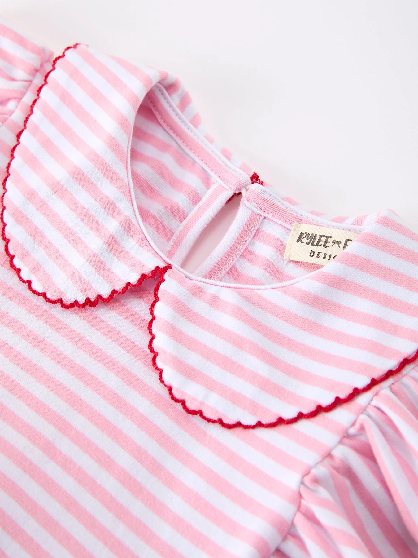 Girls Back To School Apple Applique Twirl Dress Ruffle Petal Collar - Image 3