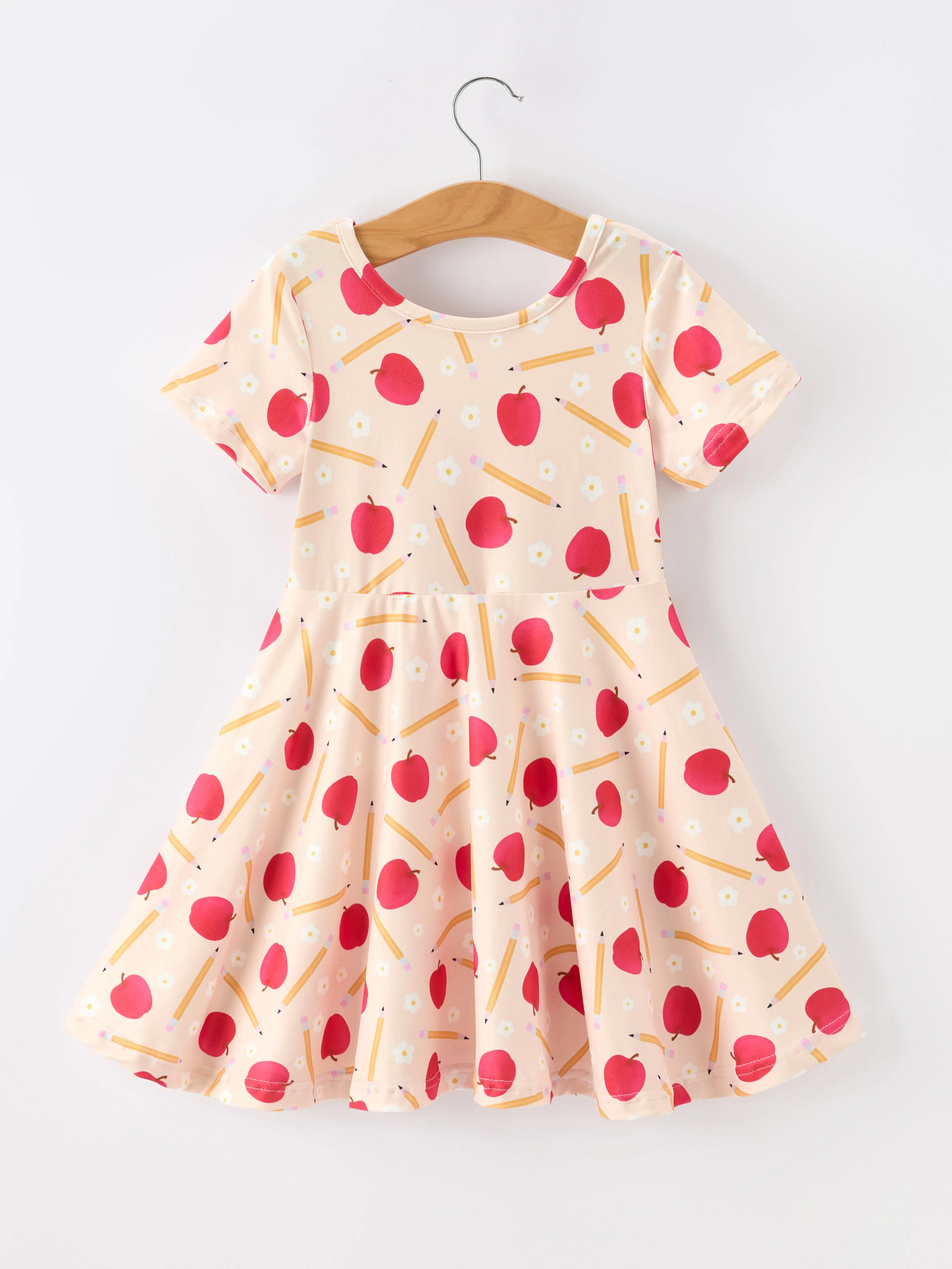 Girls Back To School Apple Pencil Twirl Dress - Image 2