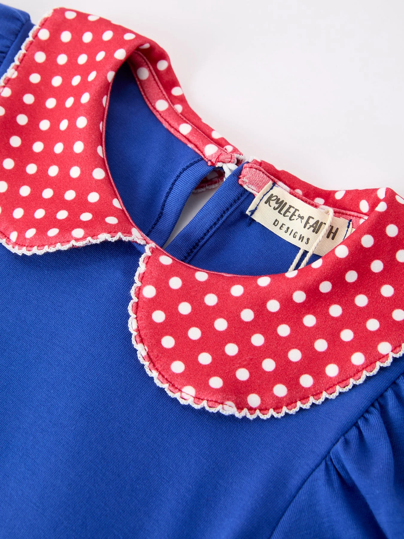Girls Back To School Apple Polka Dot Petals Collar Bow Dress - Image 3