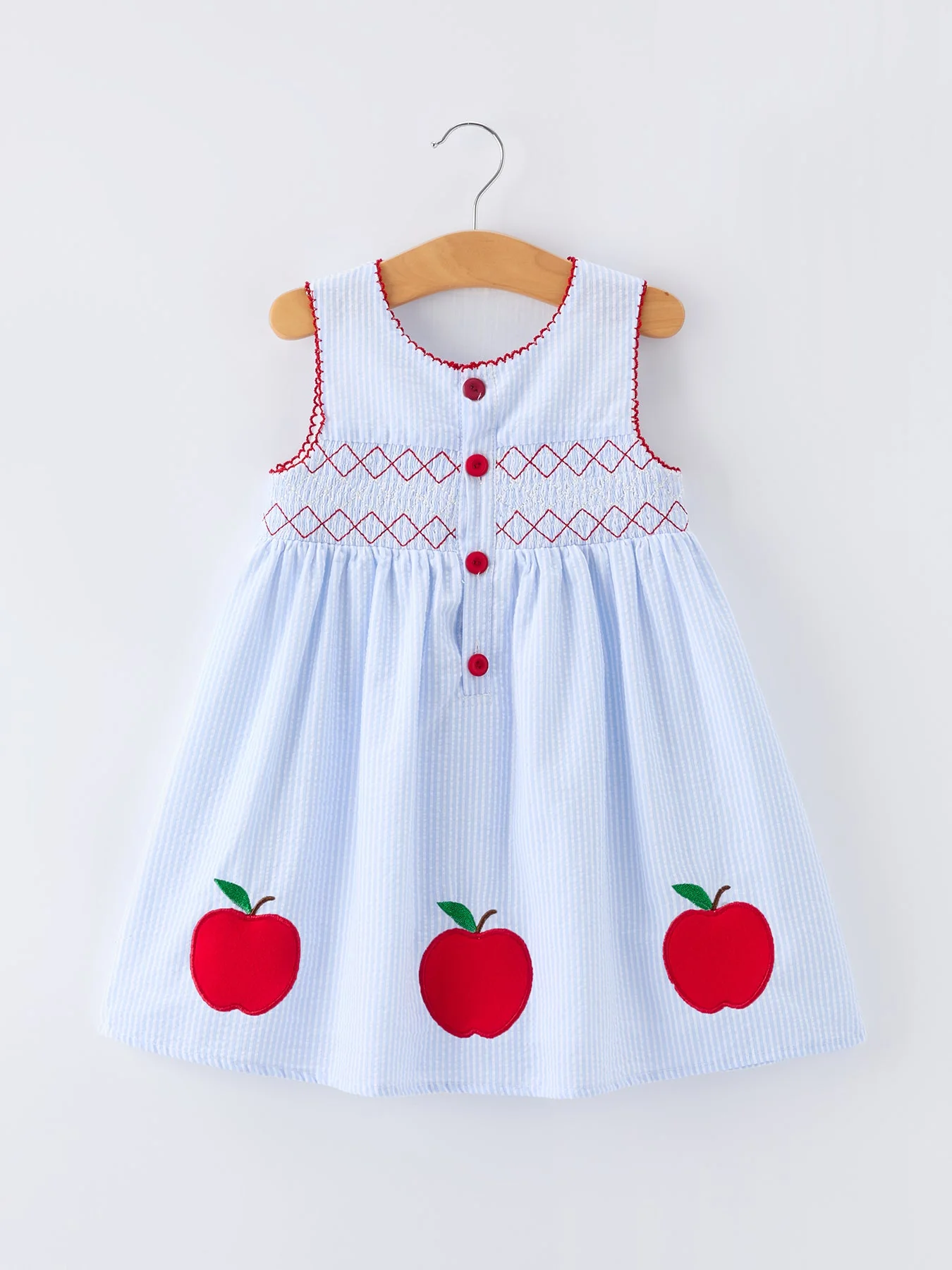 Girls Back To School Apple Twirl Dress Smocked