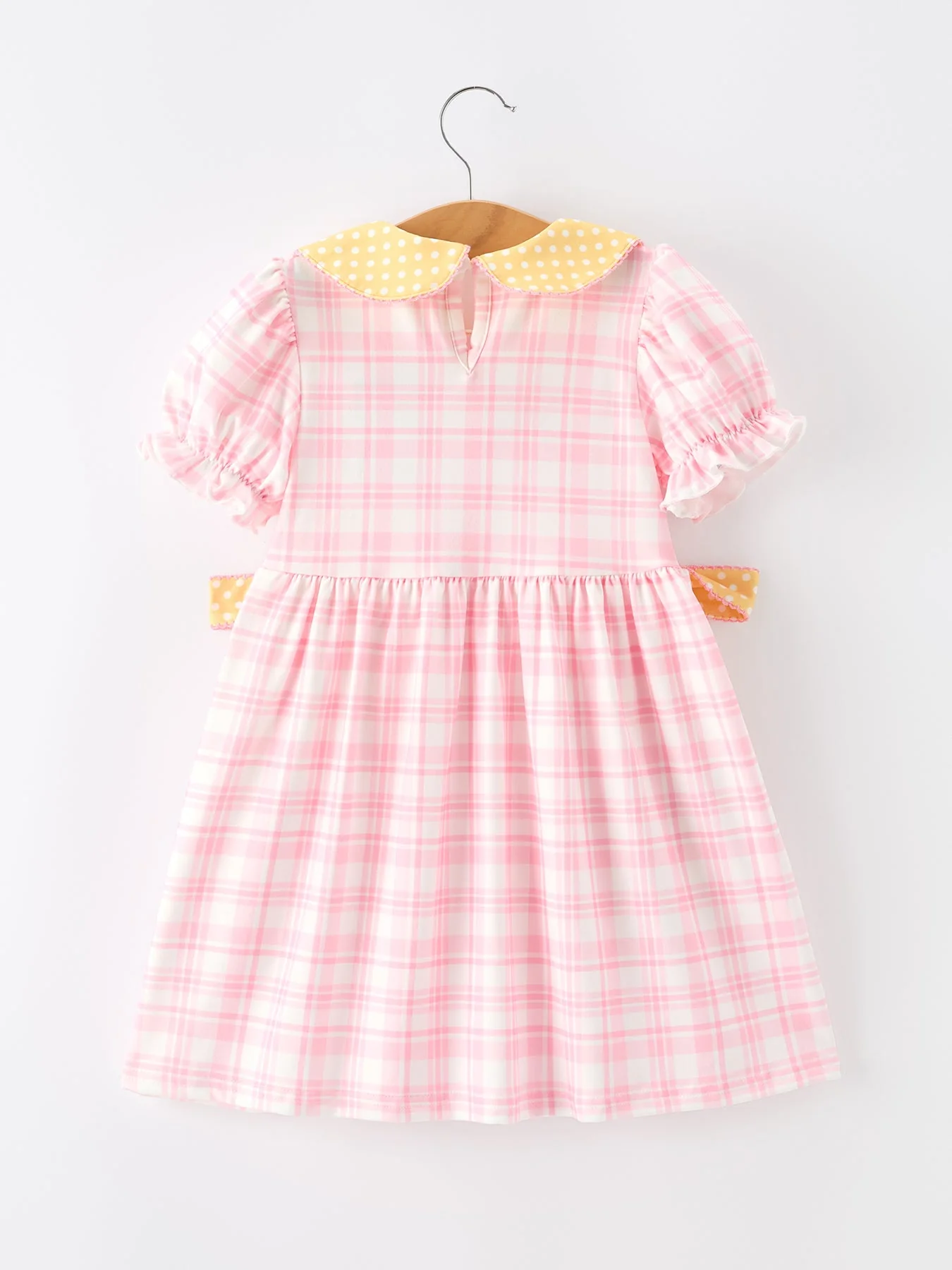 Girls Back To School Pencil Plaid Twirl Dress Bow Petals Collar - Image 7