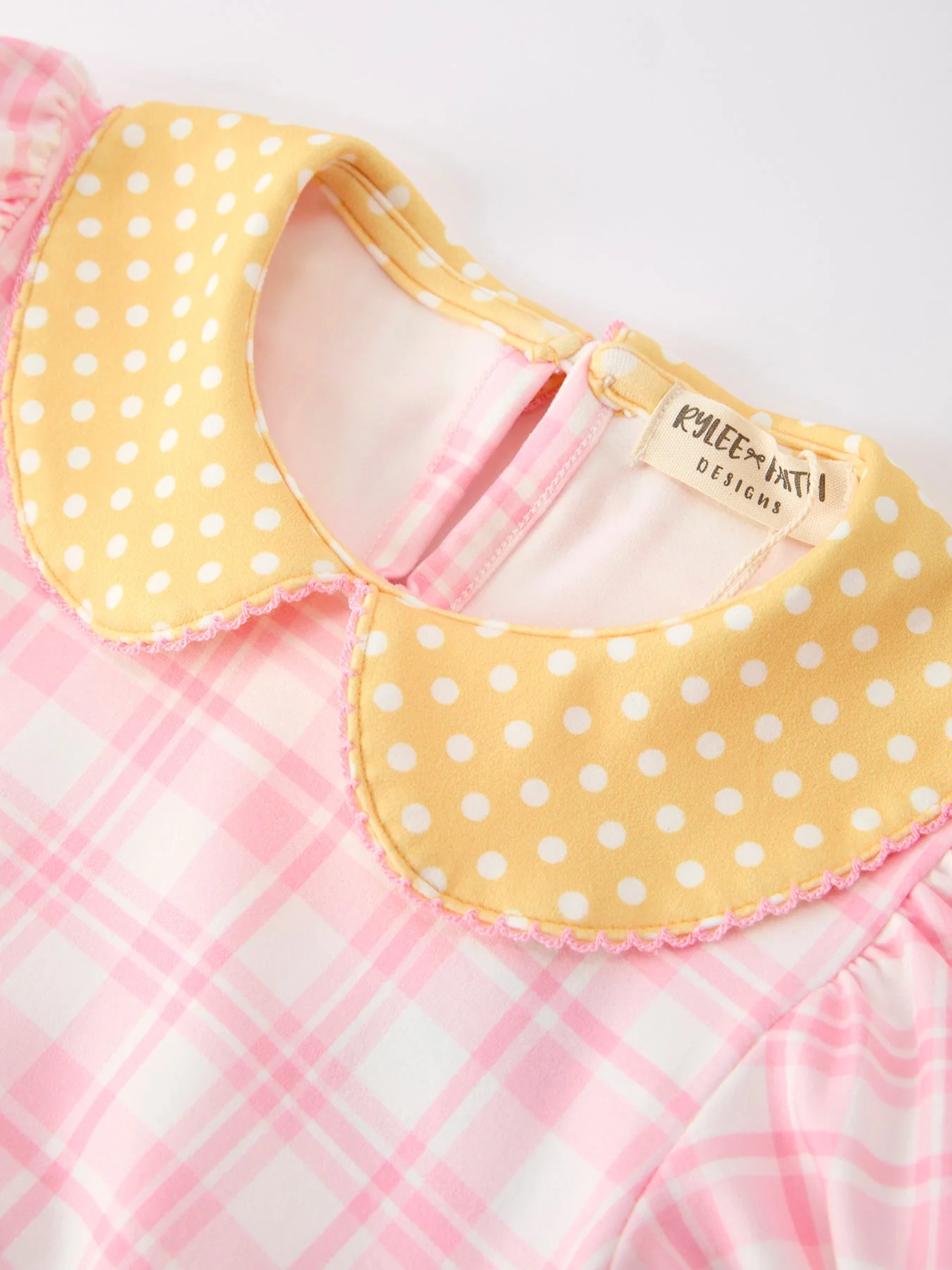 Girls Back To School Pencil Plaid Twirl Dress Bow Petals Collar - Image 8