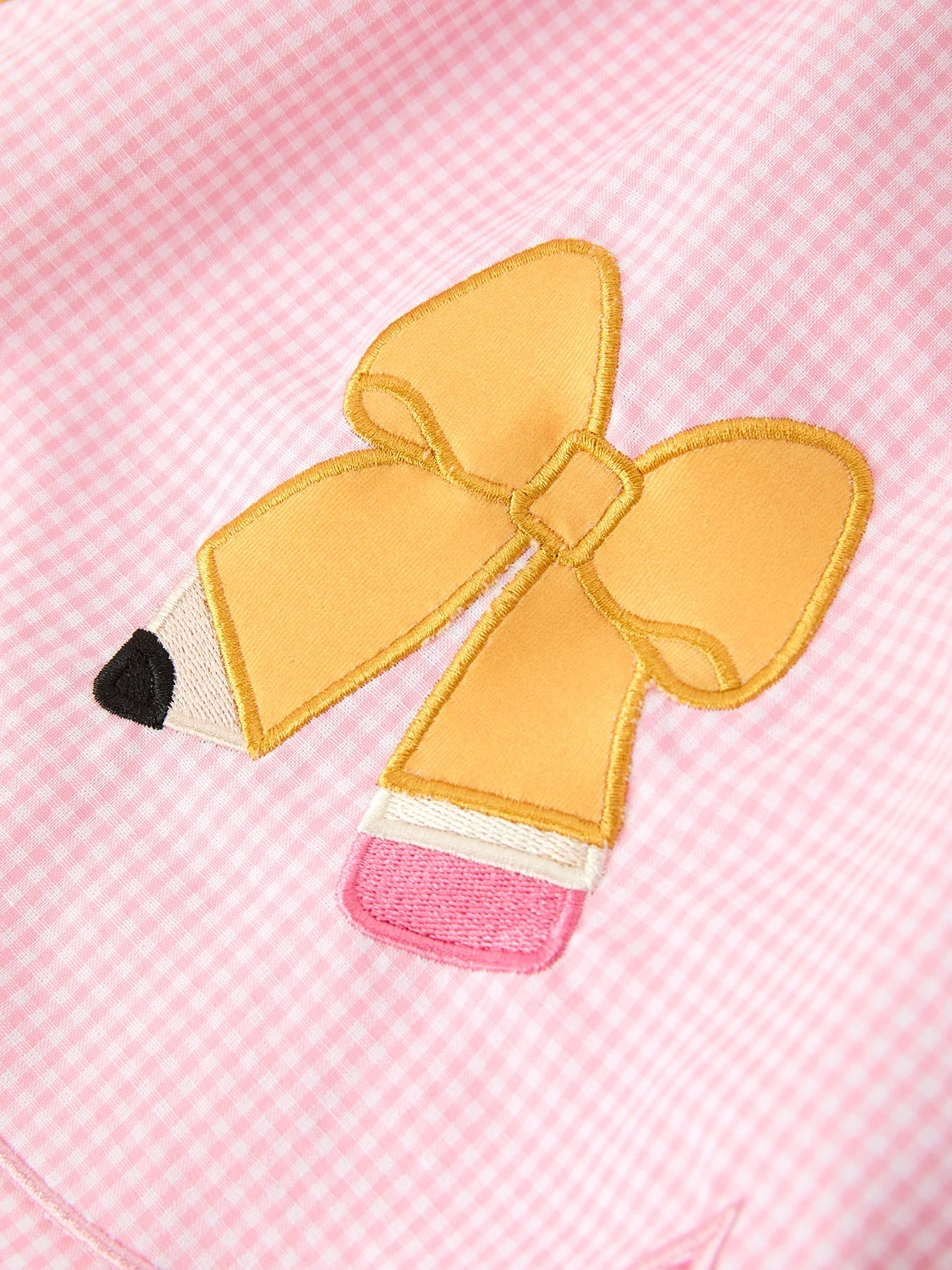 Girls Back To School Pencil Twirl Dress Bow Applique Smocked - Image 11