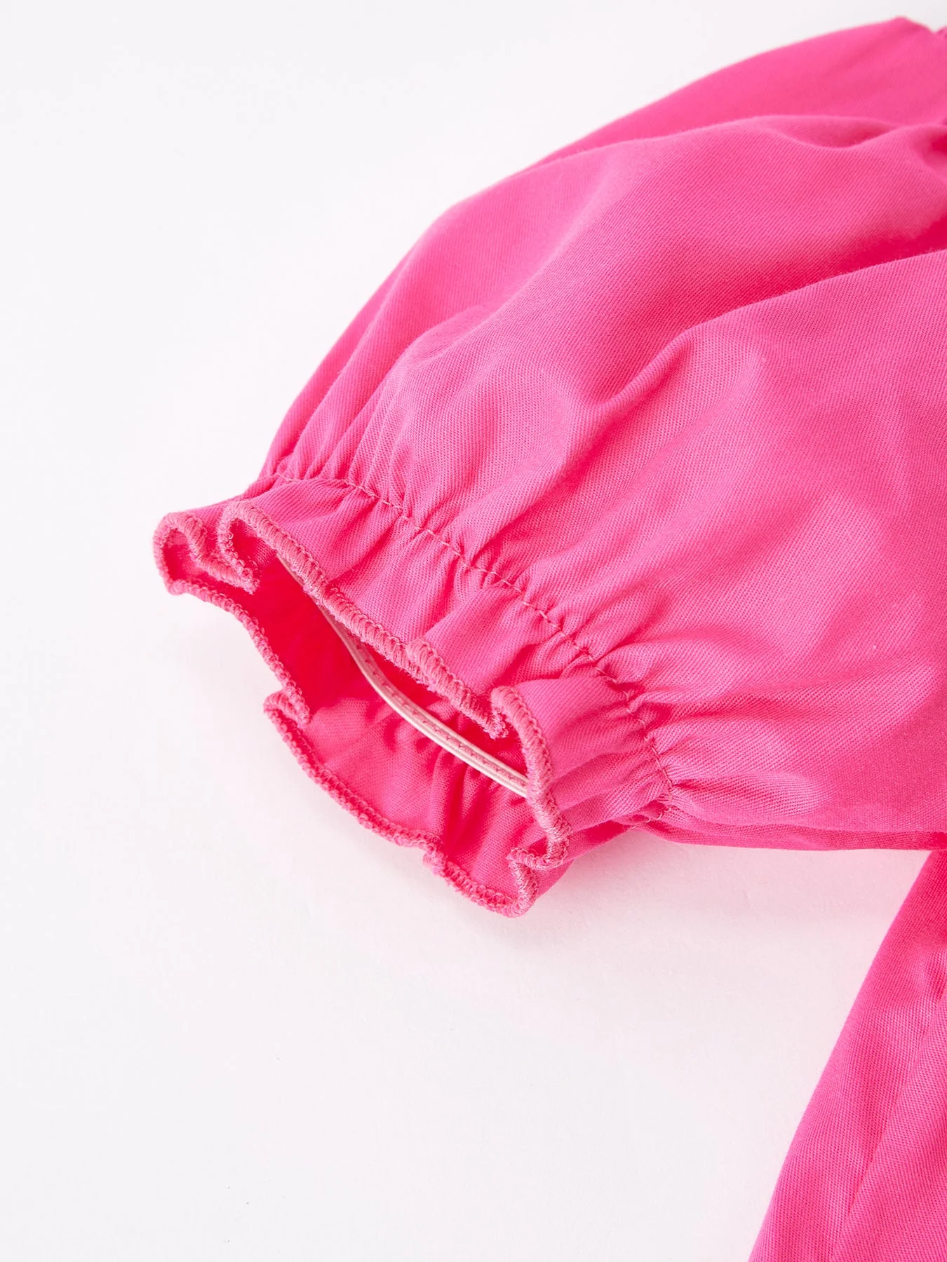 Girls Bow Smocking Embroidery Hot Pink Dress - Image 4