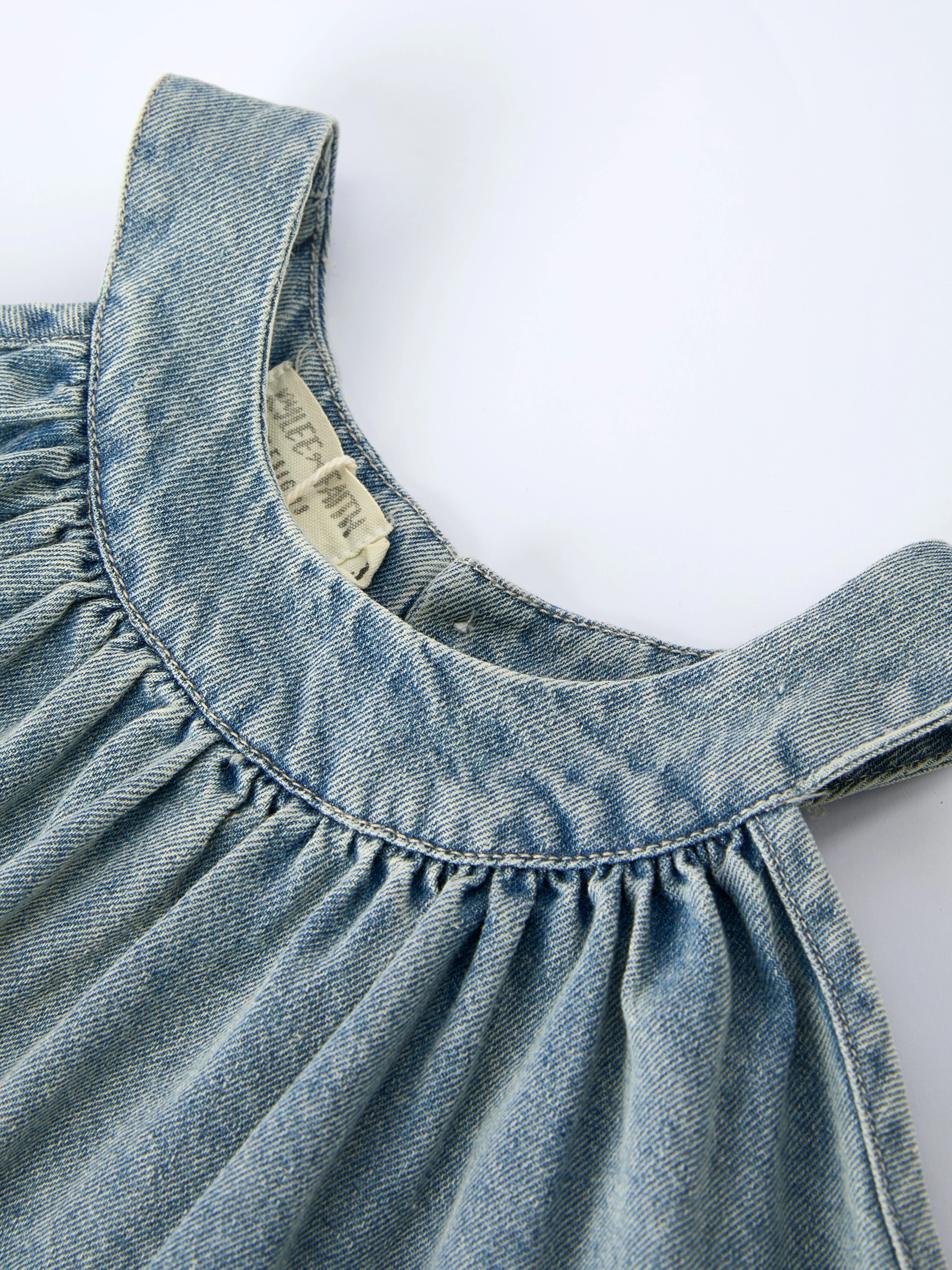 Girls Denim Ruffle Trim A-Line Dress - Image 11