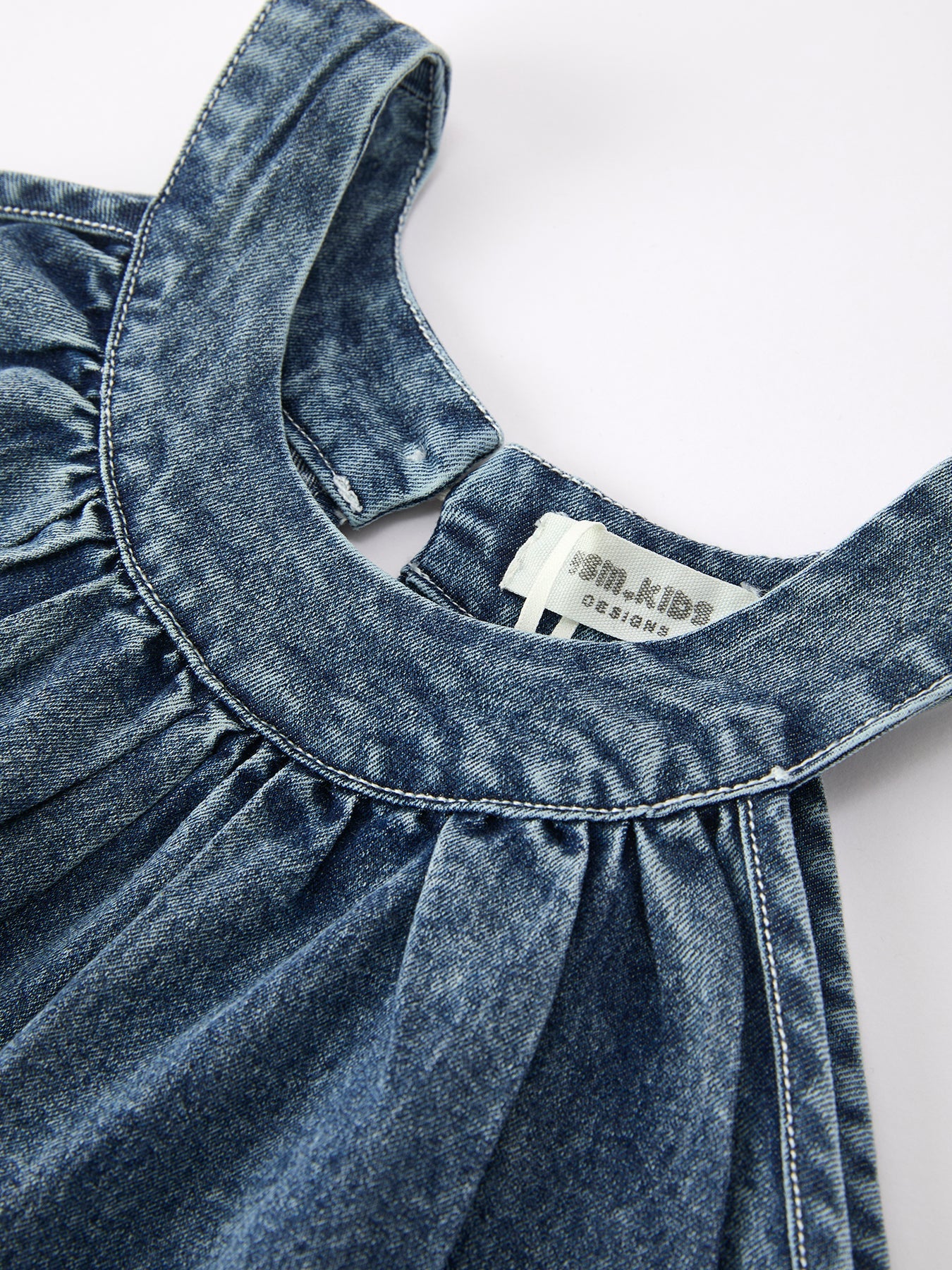 Girls Denim Ruffle Trim A-Line Dress - Image 16