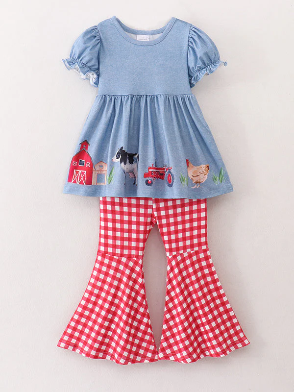 Girls Farm Animals Bell Bottoms outfit - Image 2