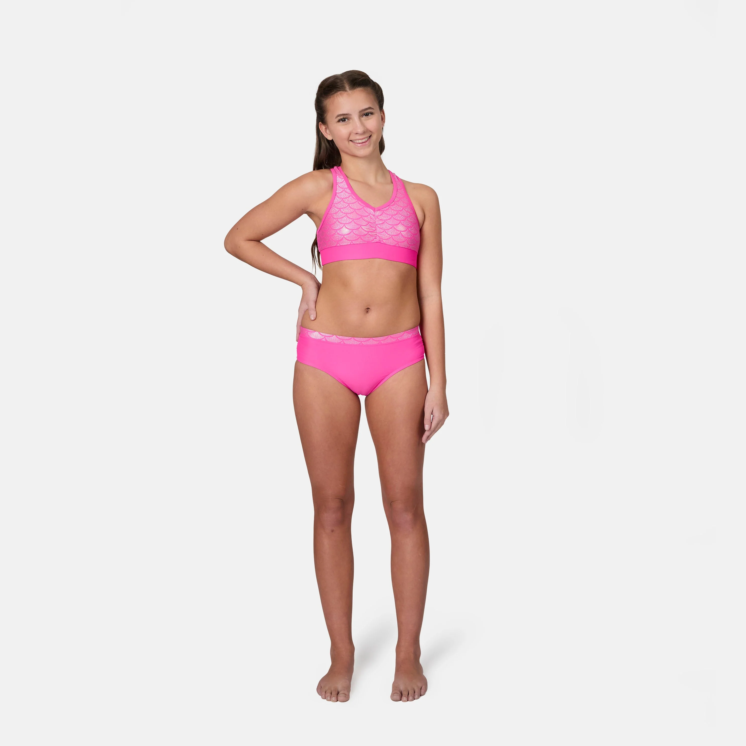 Girls' Foil Mermaid Rash Guard and Bikini Swim Set - Image 8