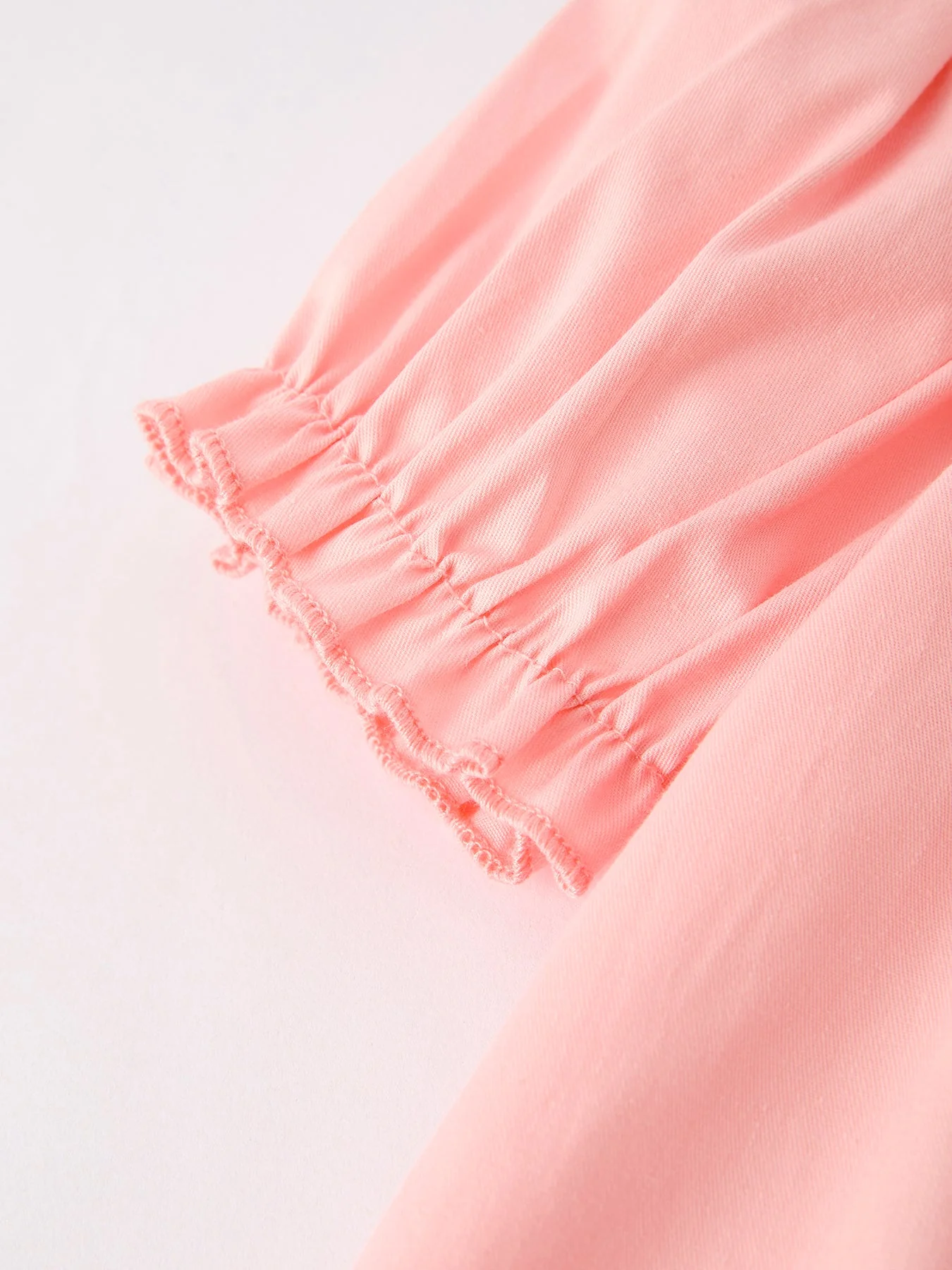 Girls Horse Smocking Embroidered Coral Dress - Image 3