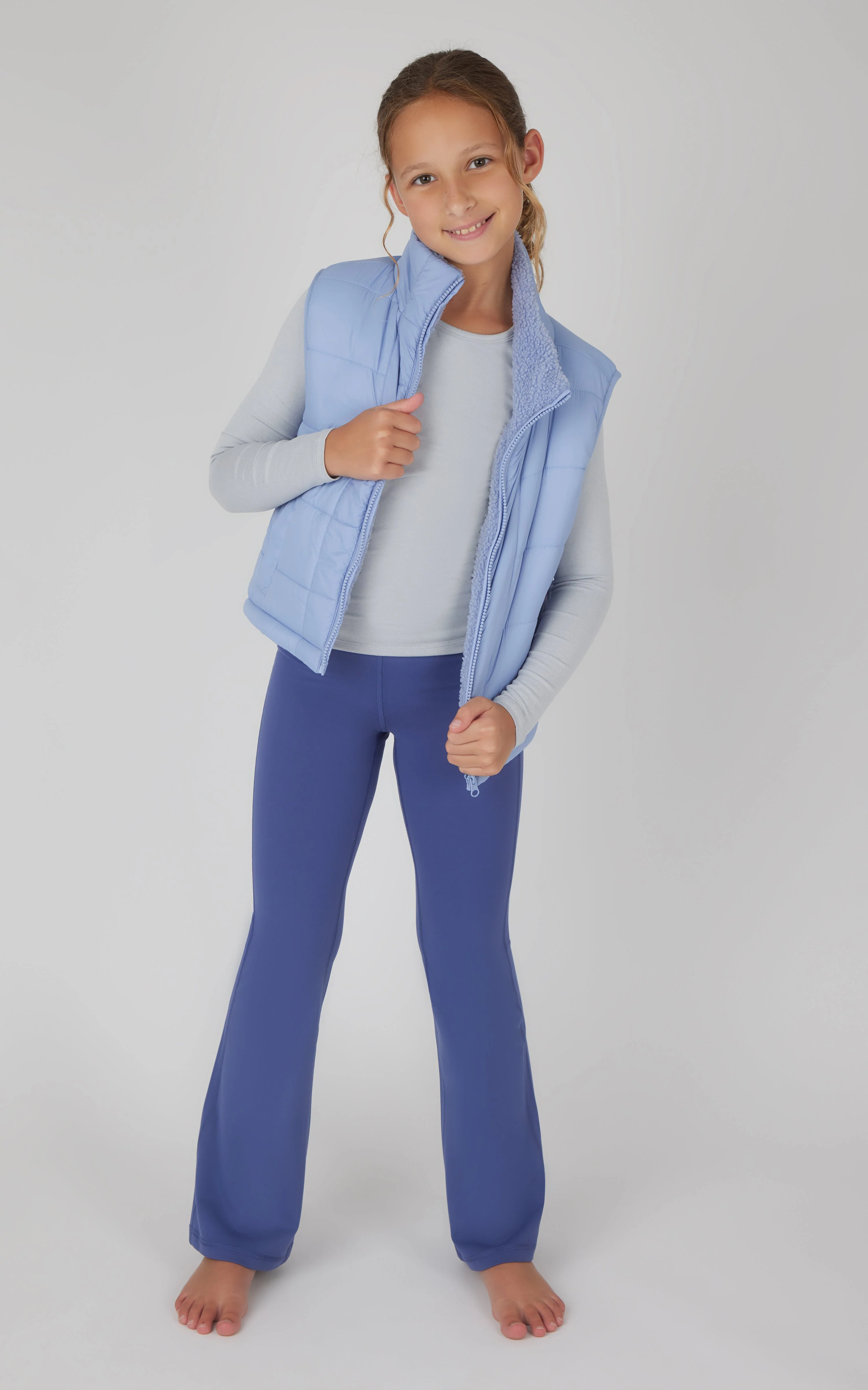 Girls Quilted Vest & Super Soft Top & Flare Legging Set - Image 51