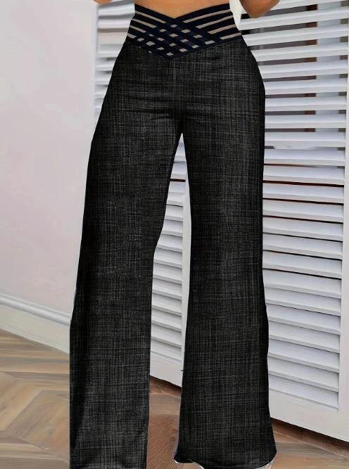 Girls' Solid Color Hollow High Waist Slimming Fashion Versatile Home Clothes Pants - Image 4