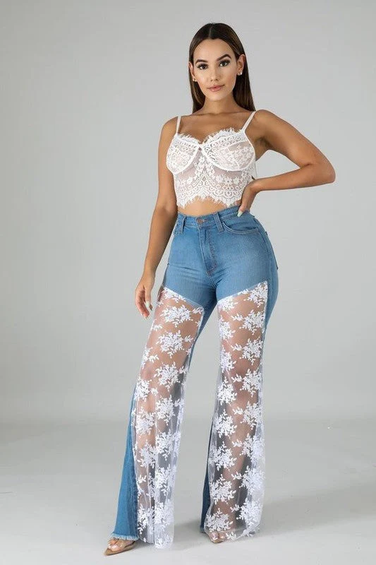 GJG Denim |Lace Bell Bottom Jean - Image 3