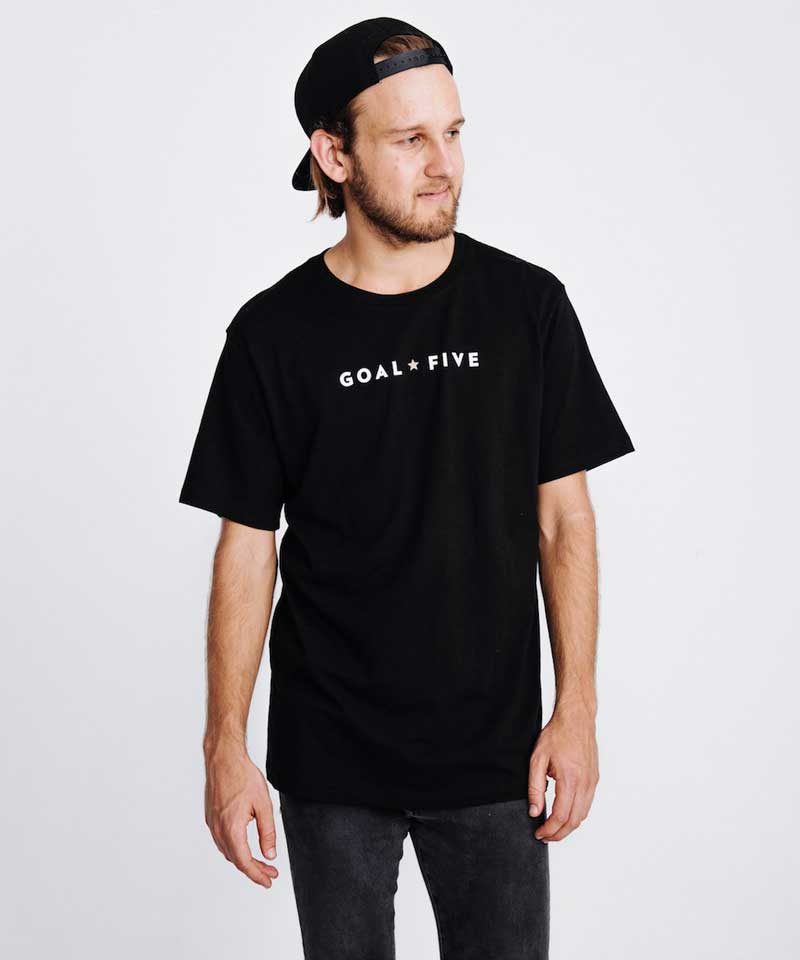 Goal Five Men's Black Cotton T-Shirt - Image 2
