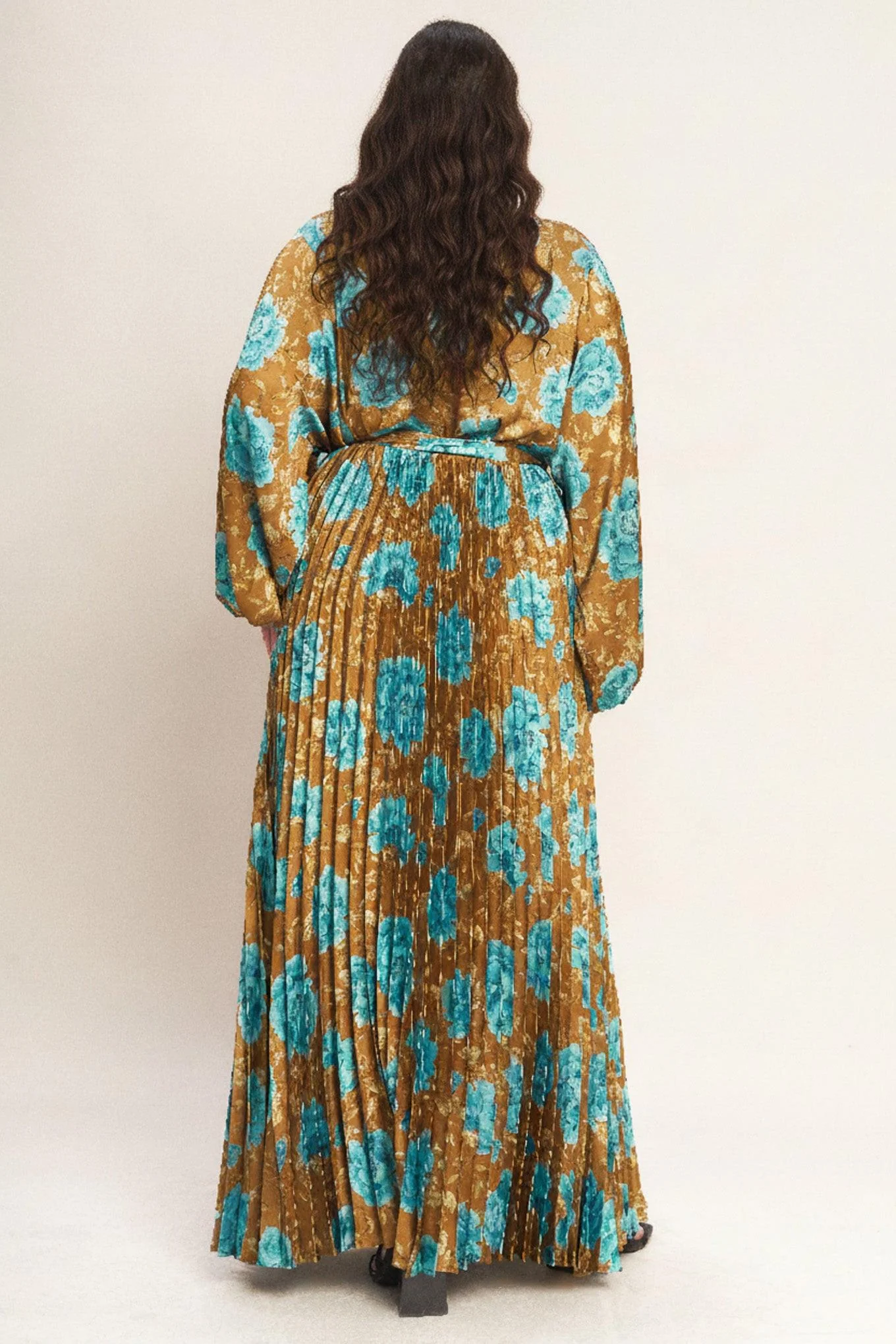 Golden Bloom Luxe Woven Satin Maxi Dress - Image 8