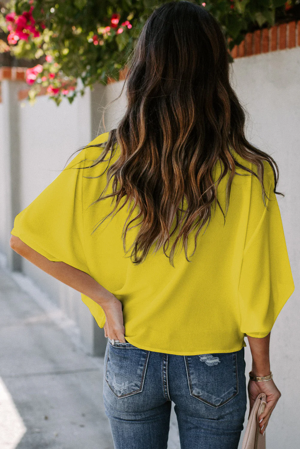 Golden Glow Women's Casual Summer Sleeve Wrap V Neck Draped Blouses - Image 2