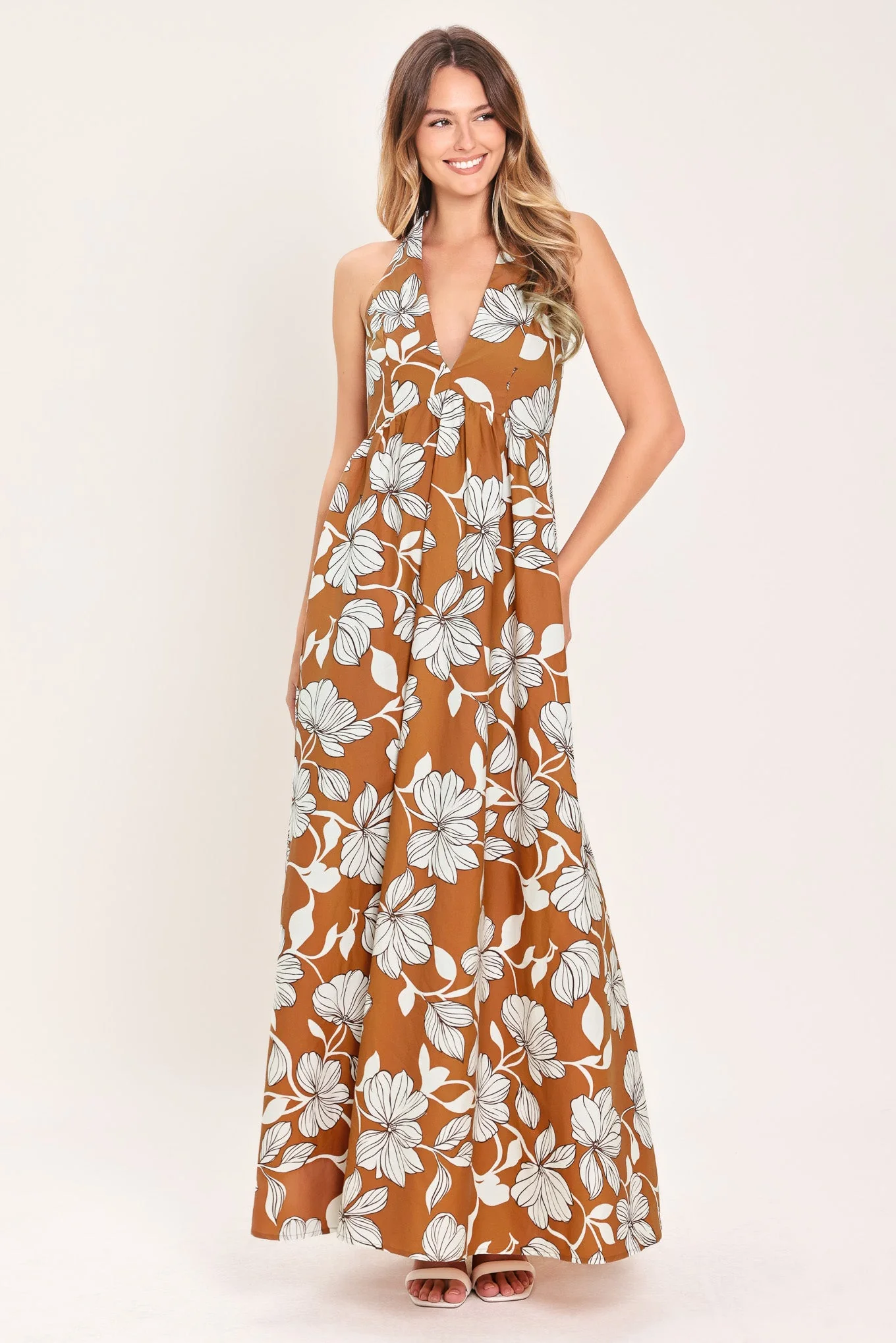 Golden Isle Floral Woven Maxi Dress - Image 3