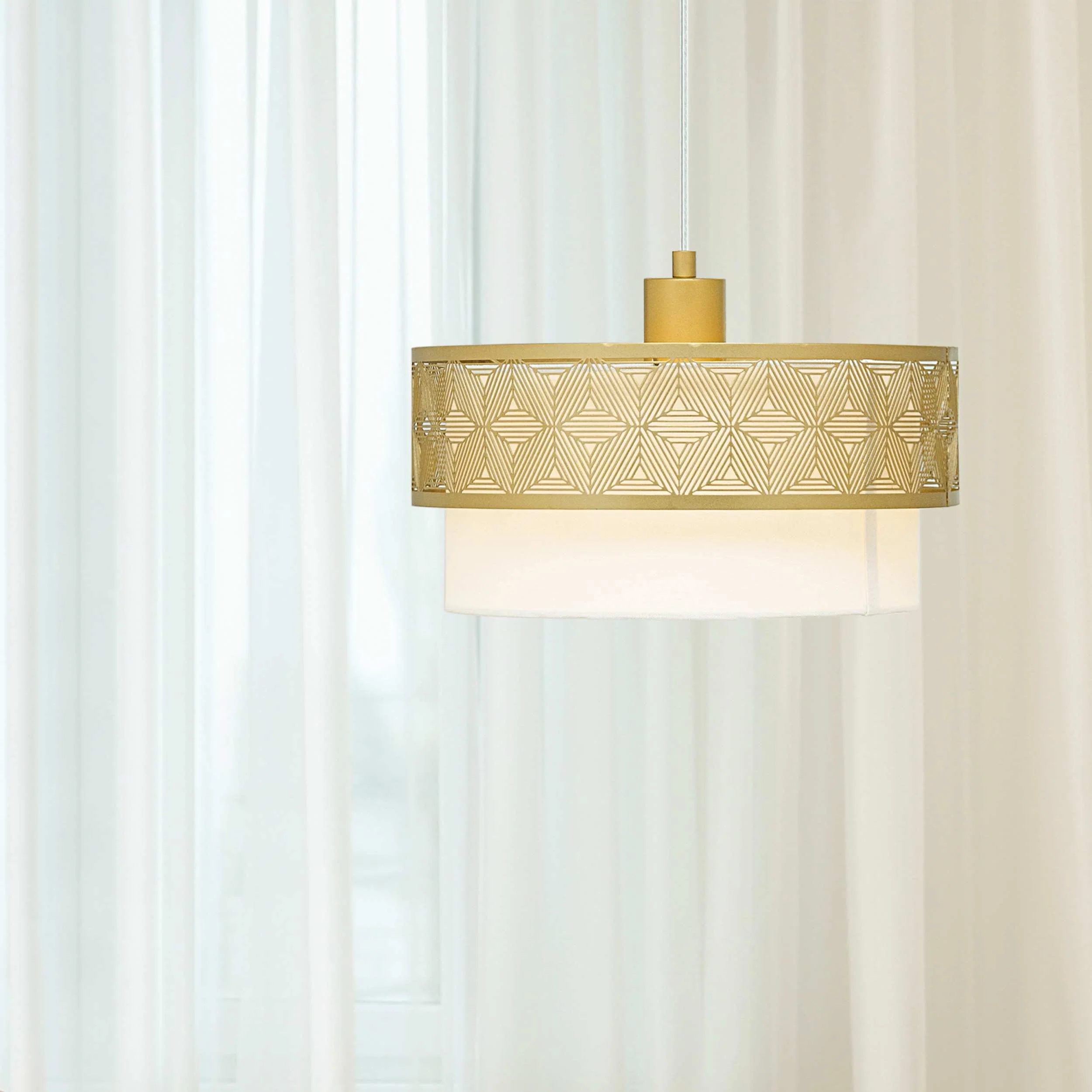River of Goods Hanging Lamp - Gold & White - Image 2