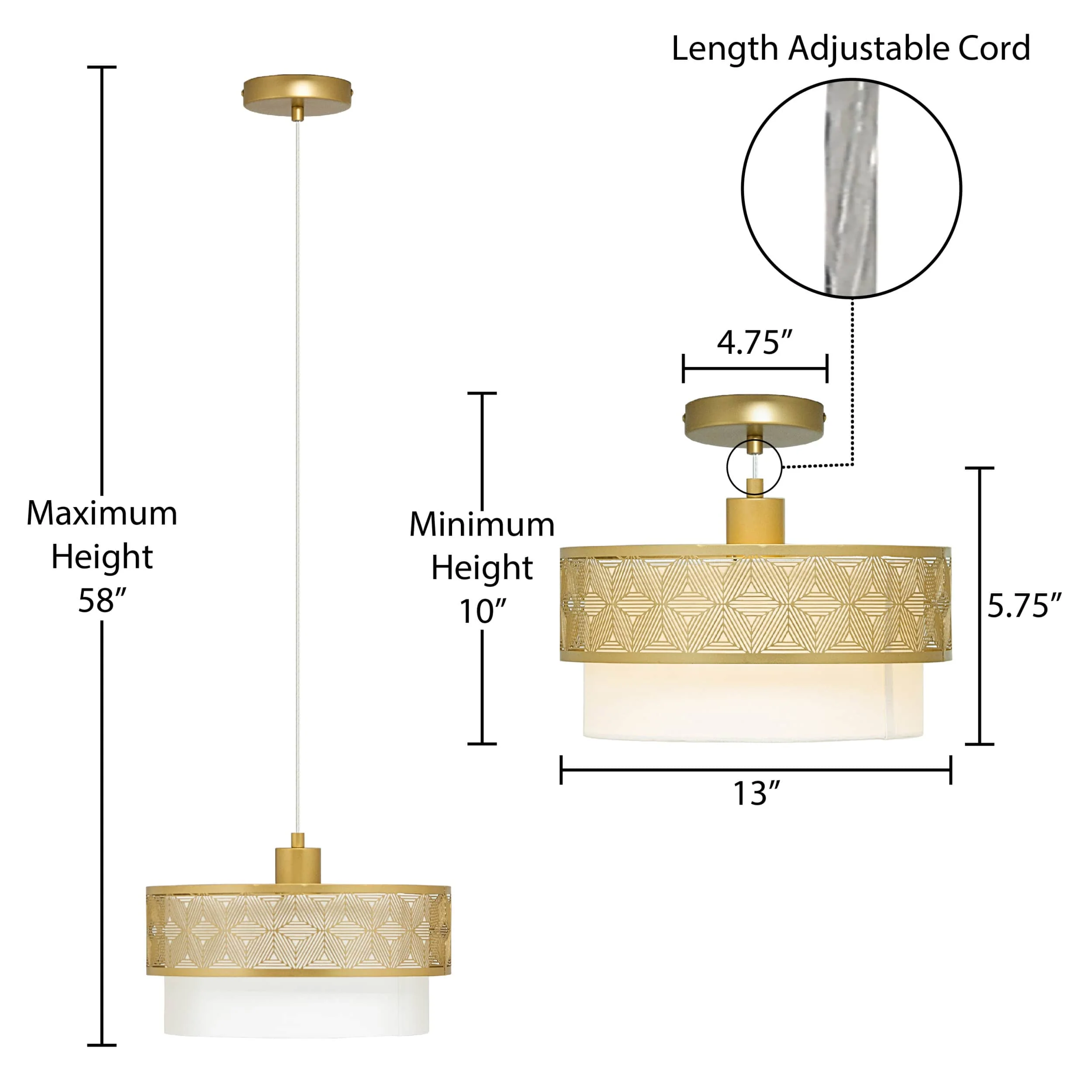 River of Goods Hanging Lamp - Gold & White - Image 5