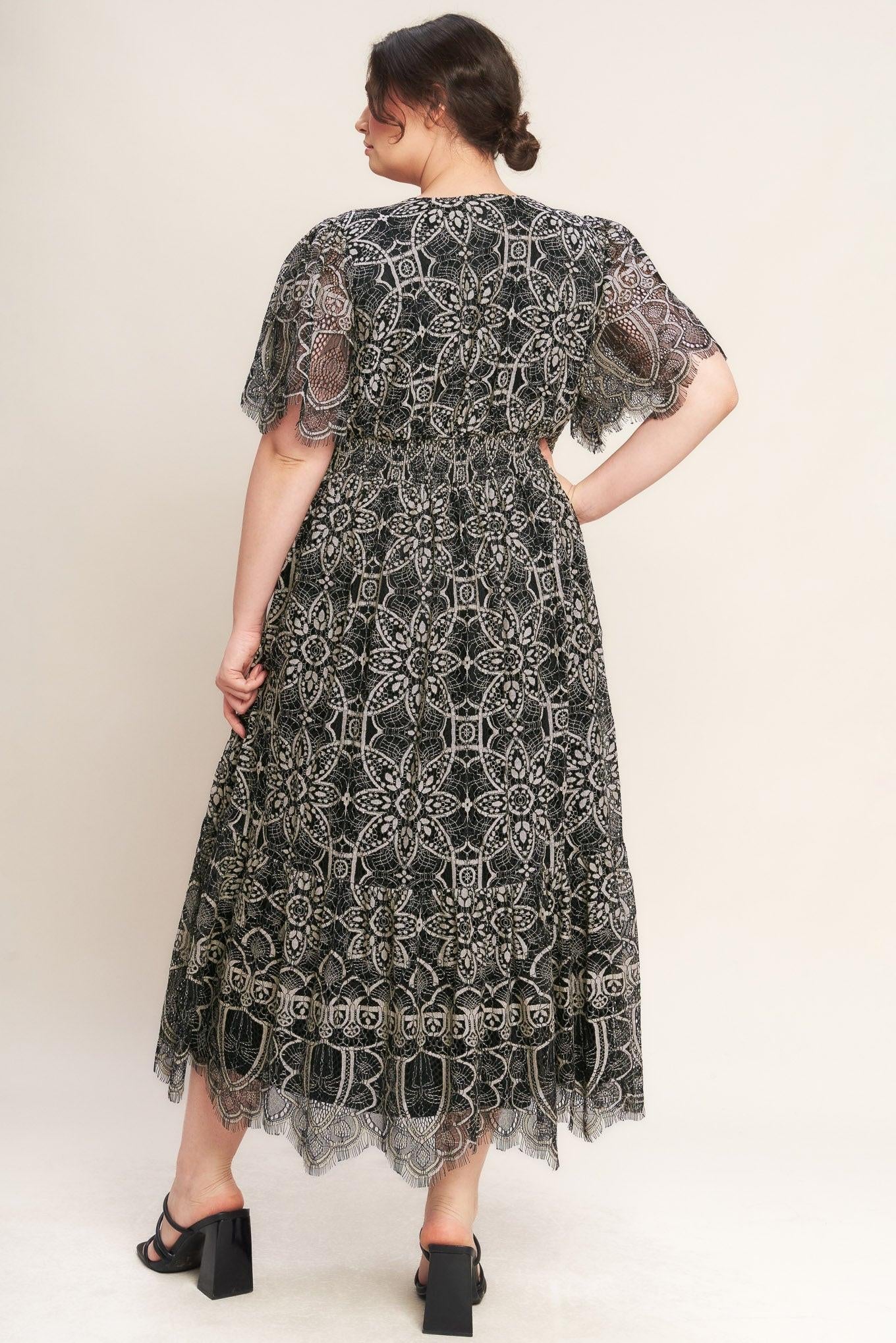 Gothic Bloom Woven Lace Midi Dress - Image 8