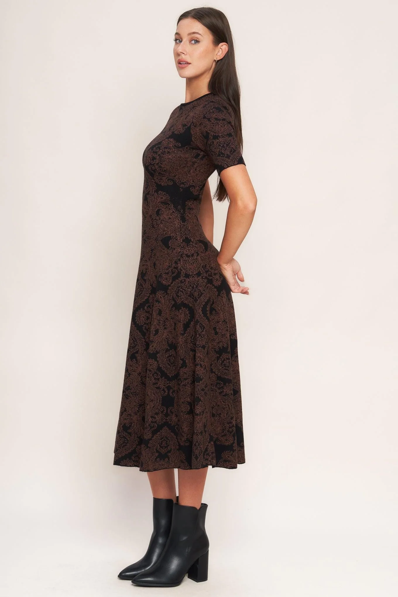 Gothic Muse Jacquard Sweater Midi Dress - Image 3