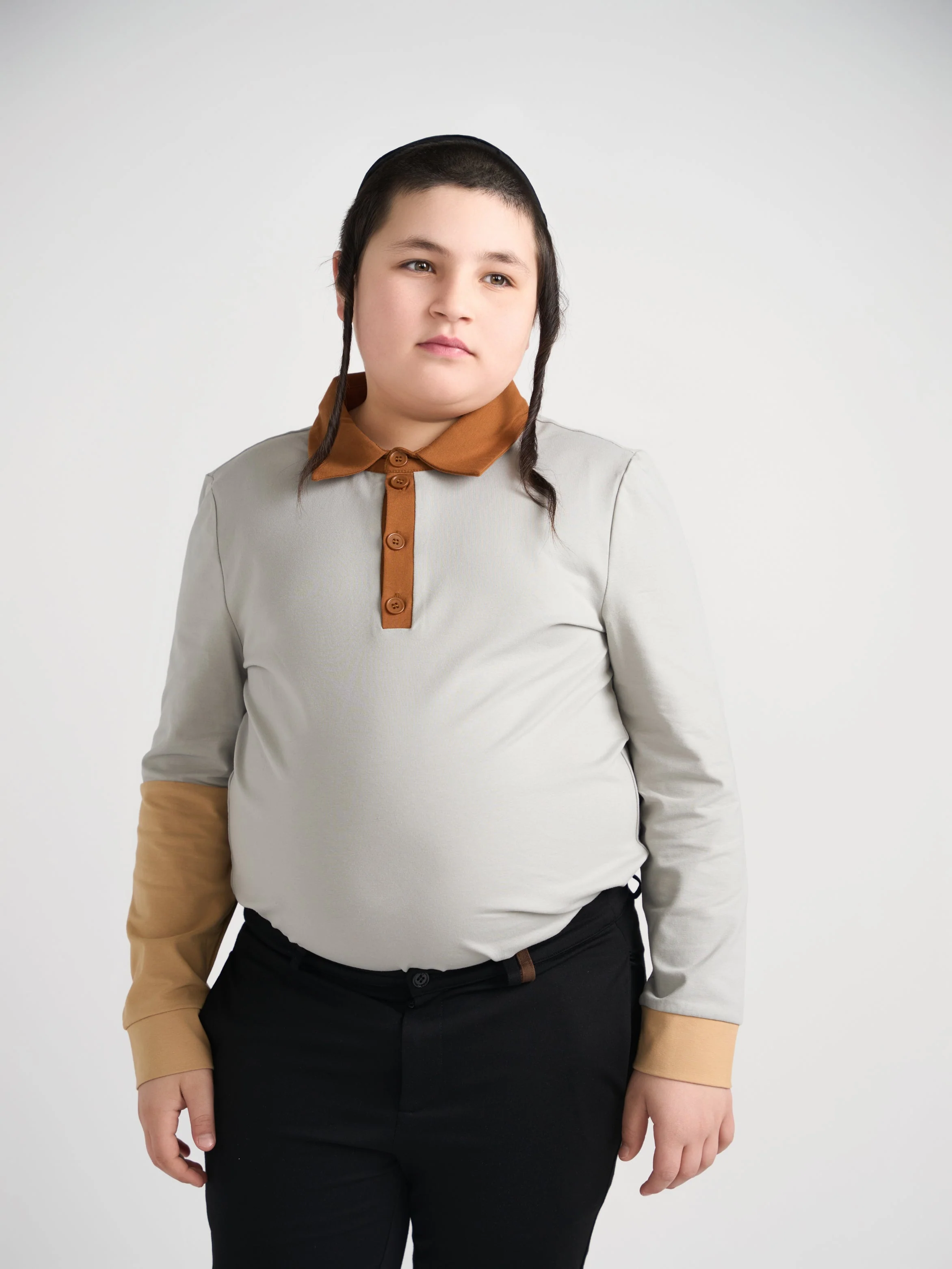 Gray Color Block Polo Long Sleeve - Image 3