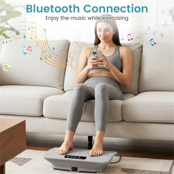 Gray Full Body Vibration Plate Exercise Machine, 10 Adjustable Speed Levels with Remote Control & Music Function, 440LBS Weight Capacity - Image 5