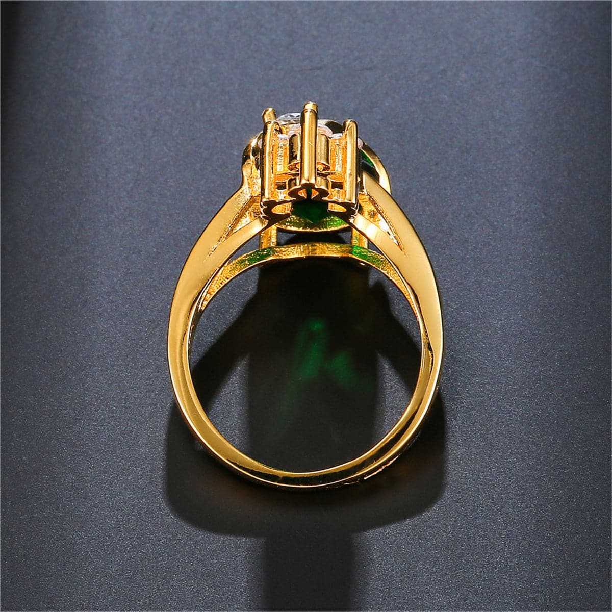 Green Crystal & Cubic Zirconia Oval-Cut Ring - Image 17
