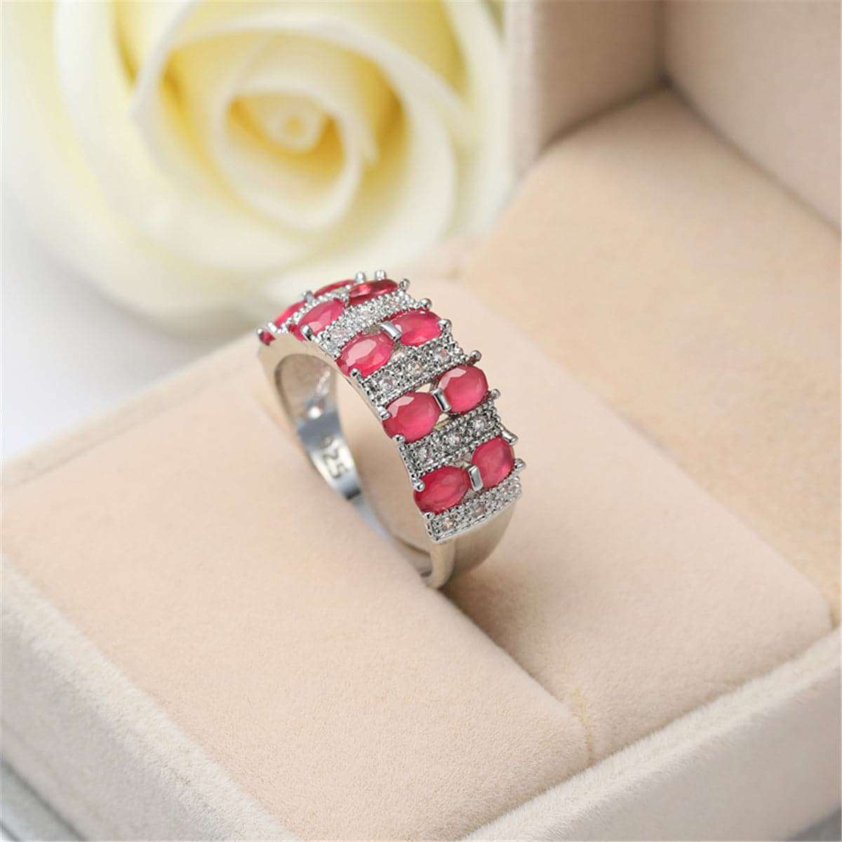 Green Crystal & Cubic Zirconia Oval-Cut Ring - Image 8