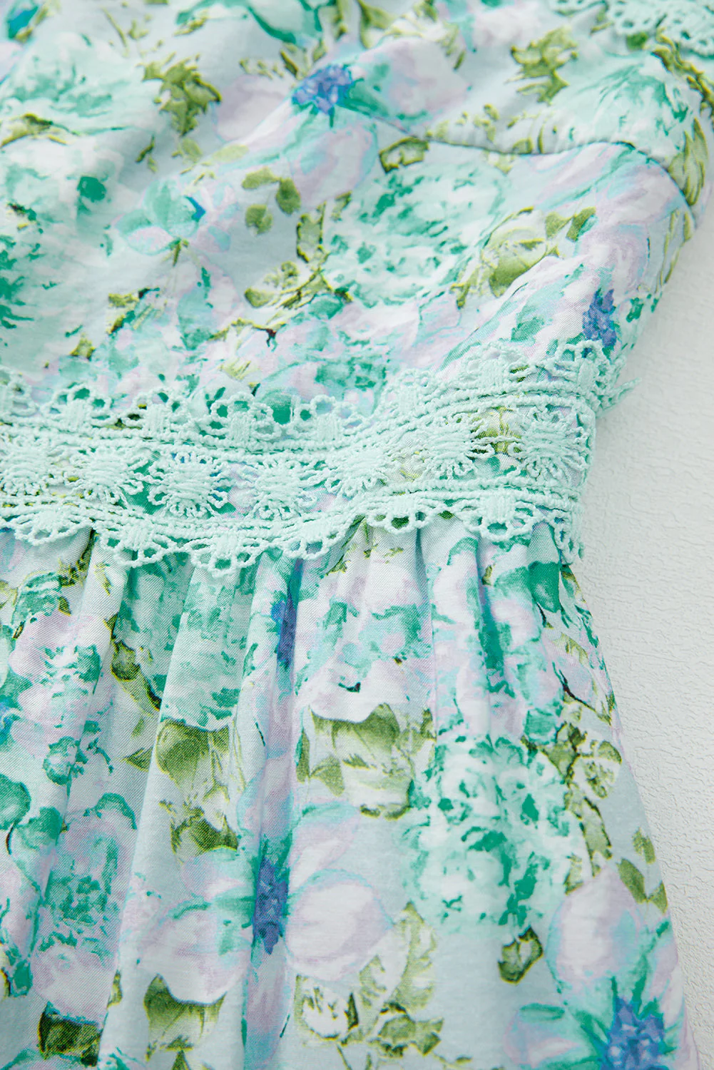 Green Floral Lace Tied Strap Empire Waist Maxi Dress - Image 10