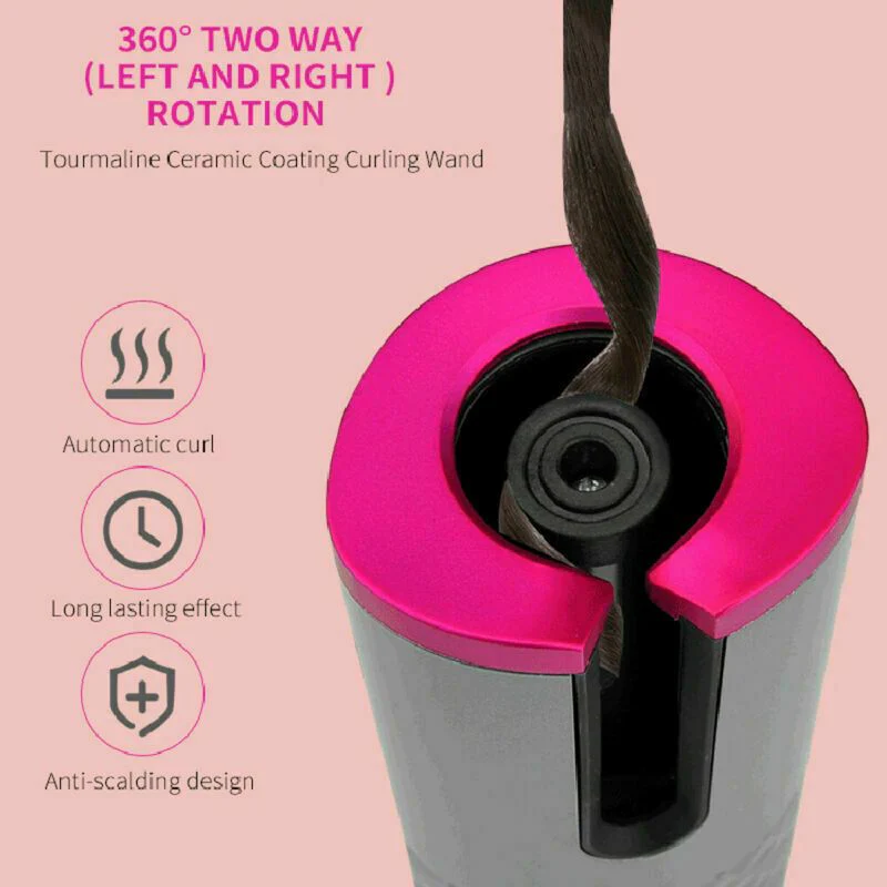 Hair Curler LCD Cordless Auto Rotating Waver Curling Iron Ceramic Wireless USA - Image 14