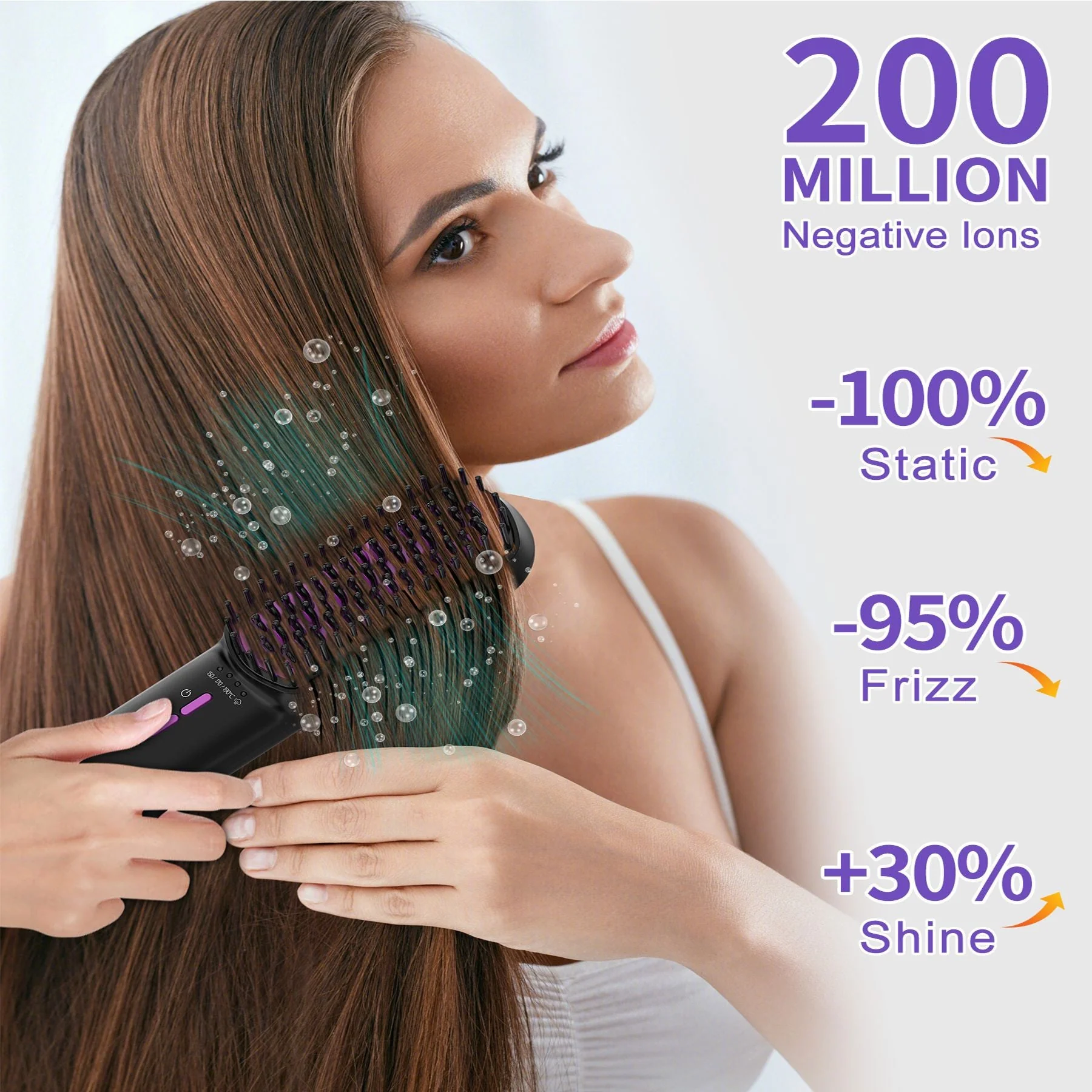 Hair Straightener Brush, Ionic Plus Steam Straightening Brush for Smooth, Anti-frizz Hair, Anti-Scald Ceramic Straightening Comb, Heated Straightener Brush Flat Iron Fast Heating for Home Salon - Image 6