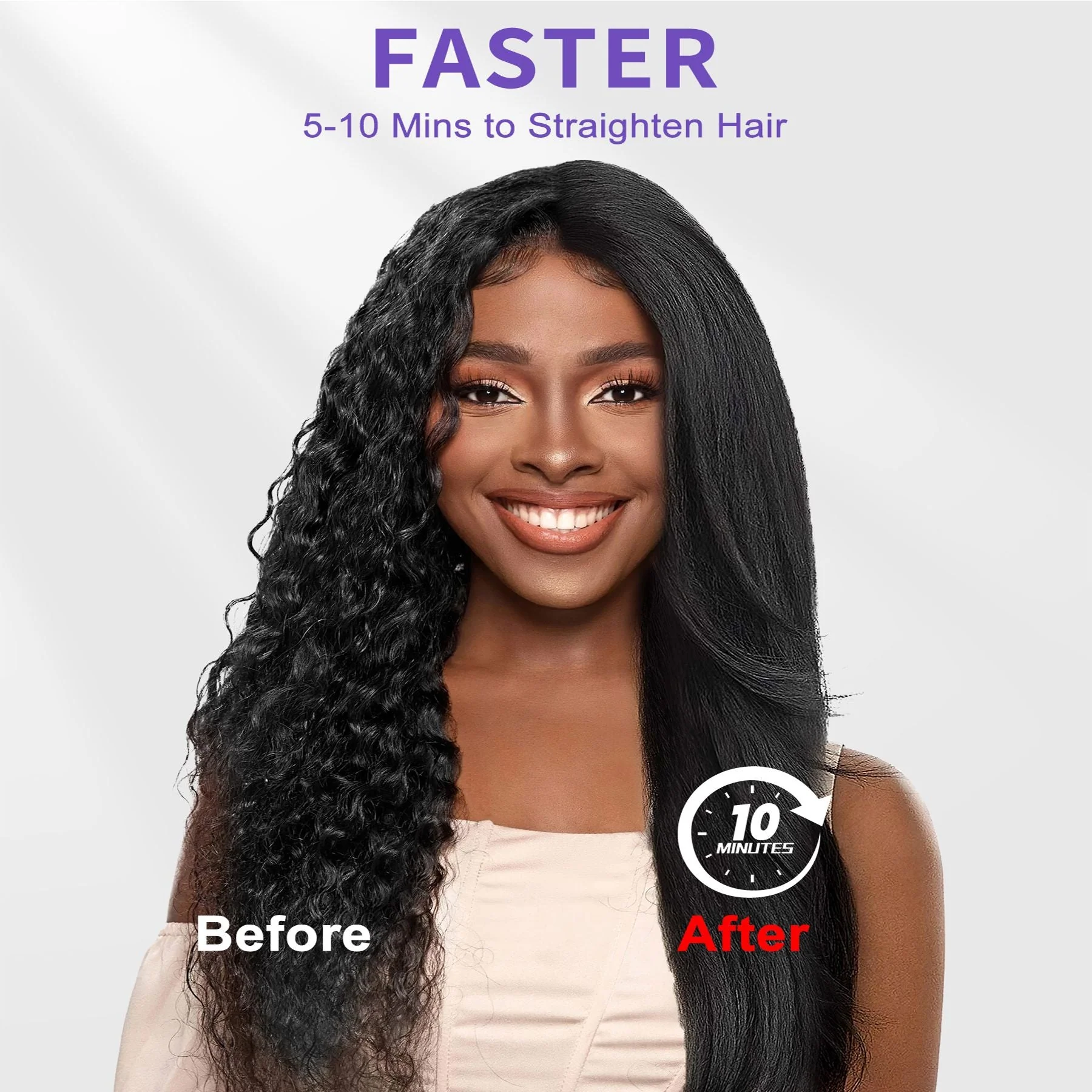 Hair Straightener Brush, Ionic Plus Steam Straightening Brush for Smooth, Anti-frizz Hair, Anti-Scald Ceramic Straightening Comb, Heated Straightener Brush Flat Iron Fast Heating for Home Salon - Image 7