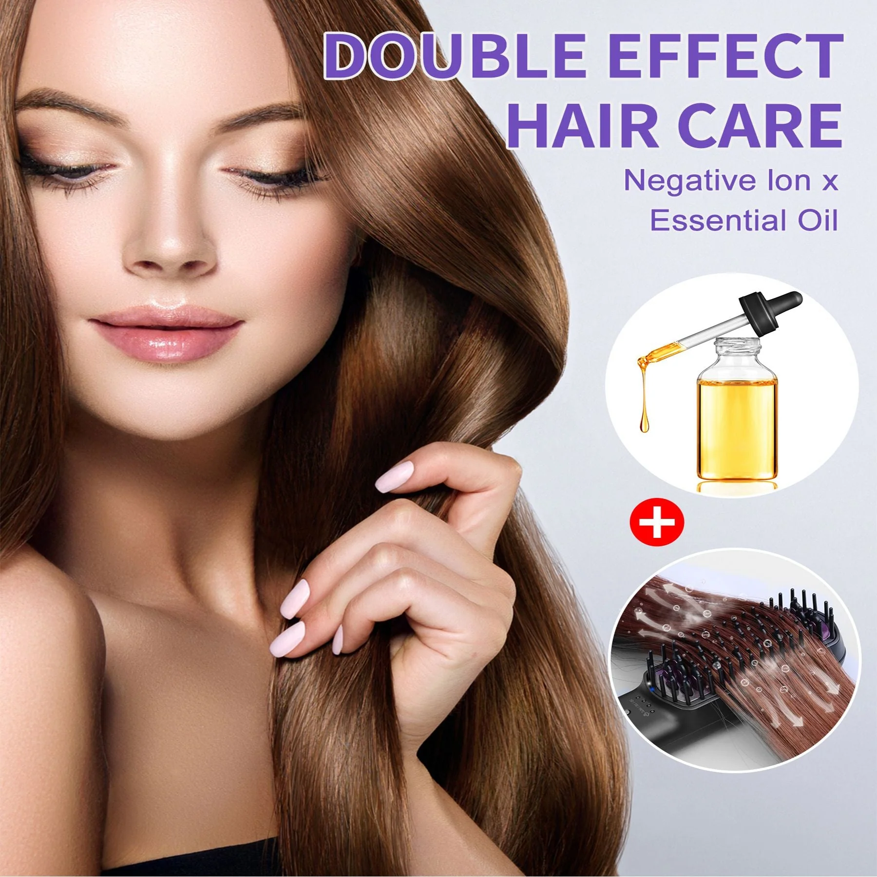 Hair Straightener Brush, Ionic Plus Steam Straightening Brush for Smooth, Anti-frizz Hair, Anti-Scald Ceramic Straightening Comb, Heated Straightener Brush Flat Iron Fast Heating for Home Salon - Image 9