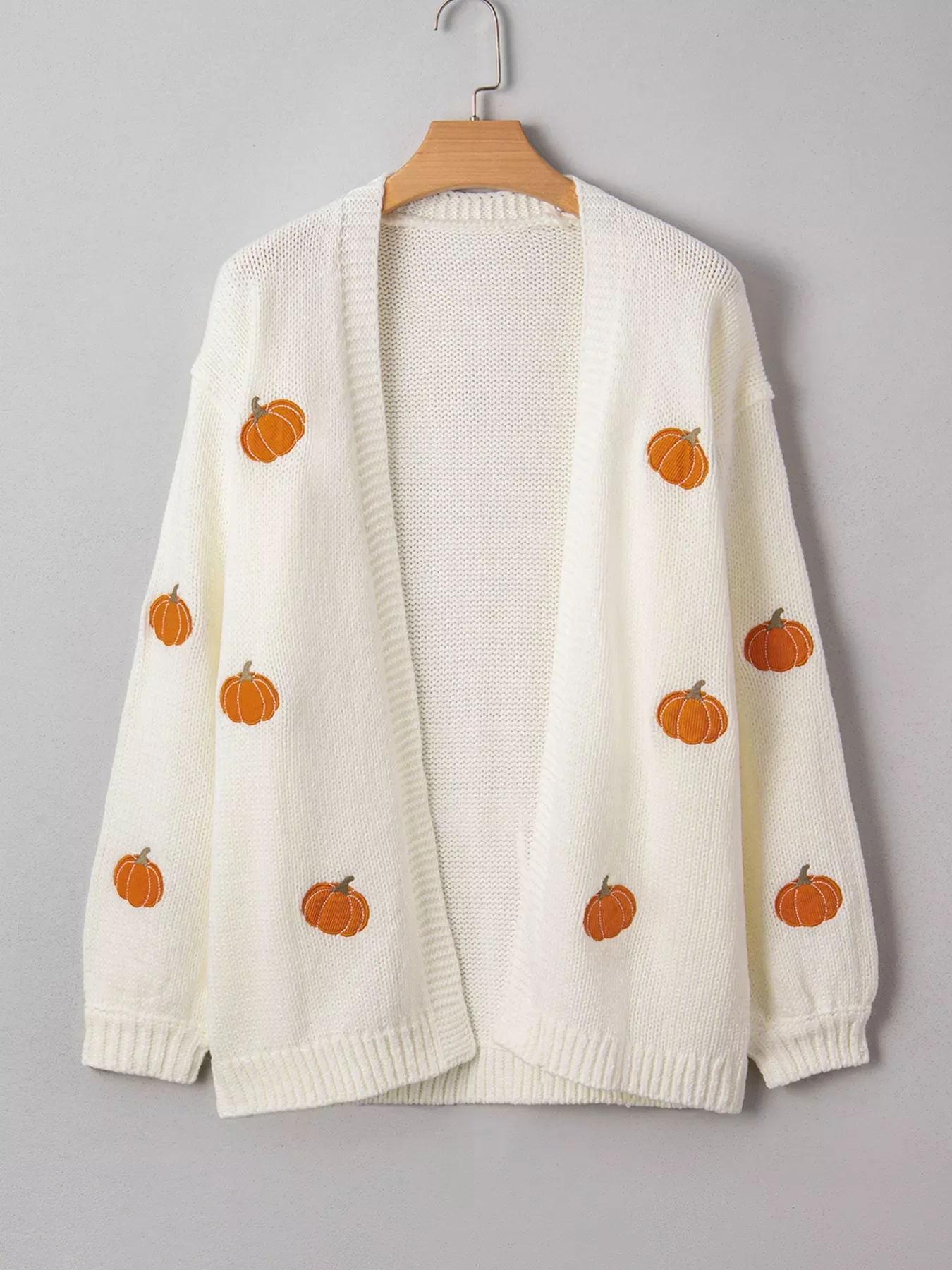 Halloween Pumpkin Embroidered Knit Cardigan - Image 4
