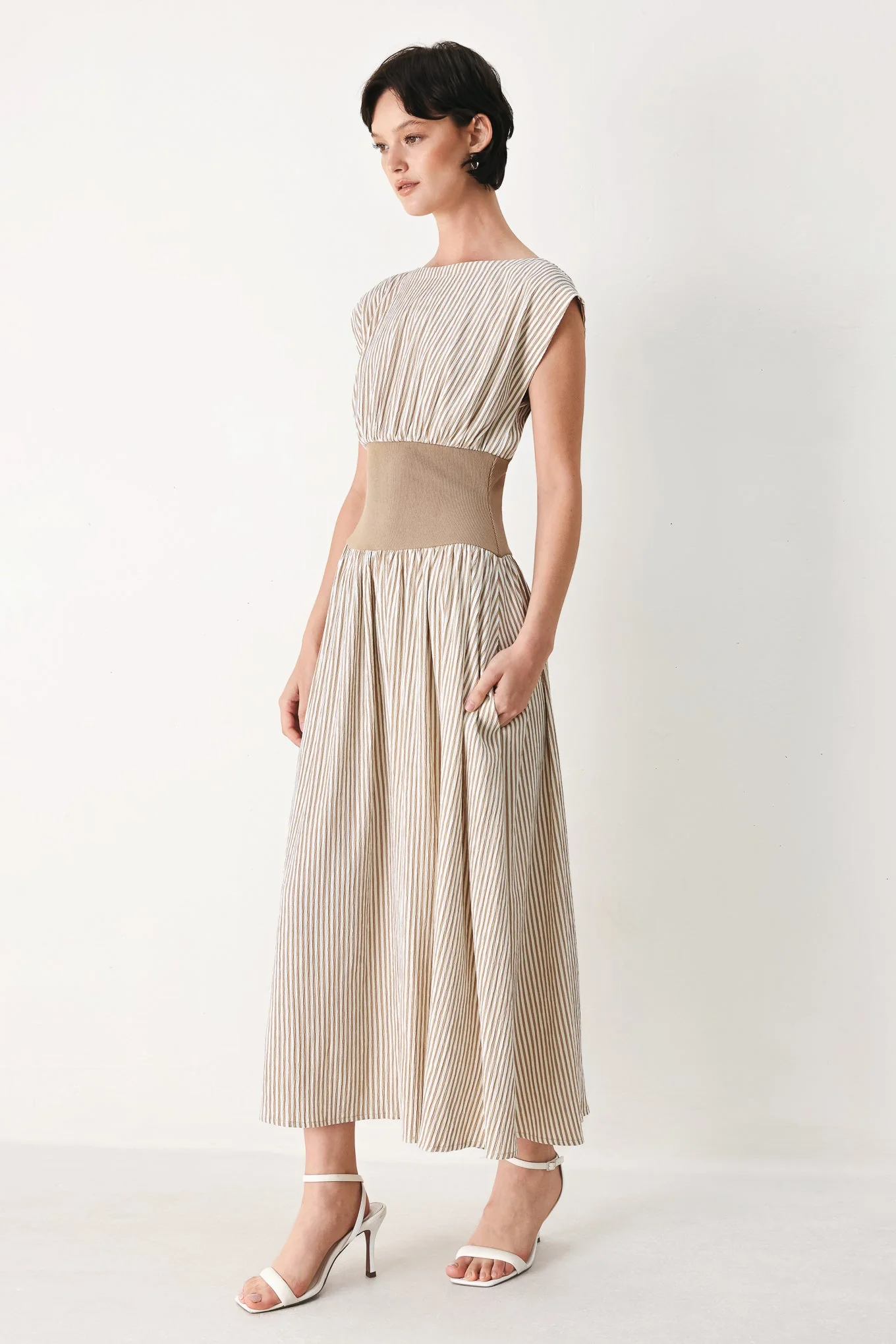Hamptons Morning Stripe Woven Midi Dress - Image 5